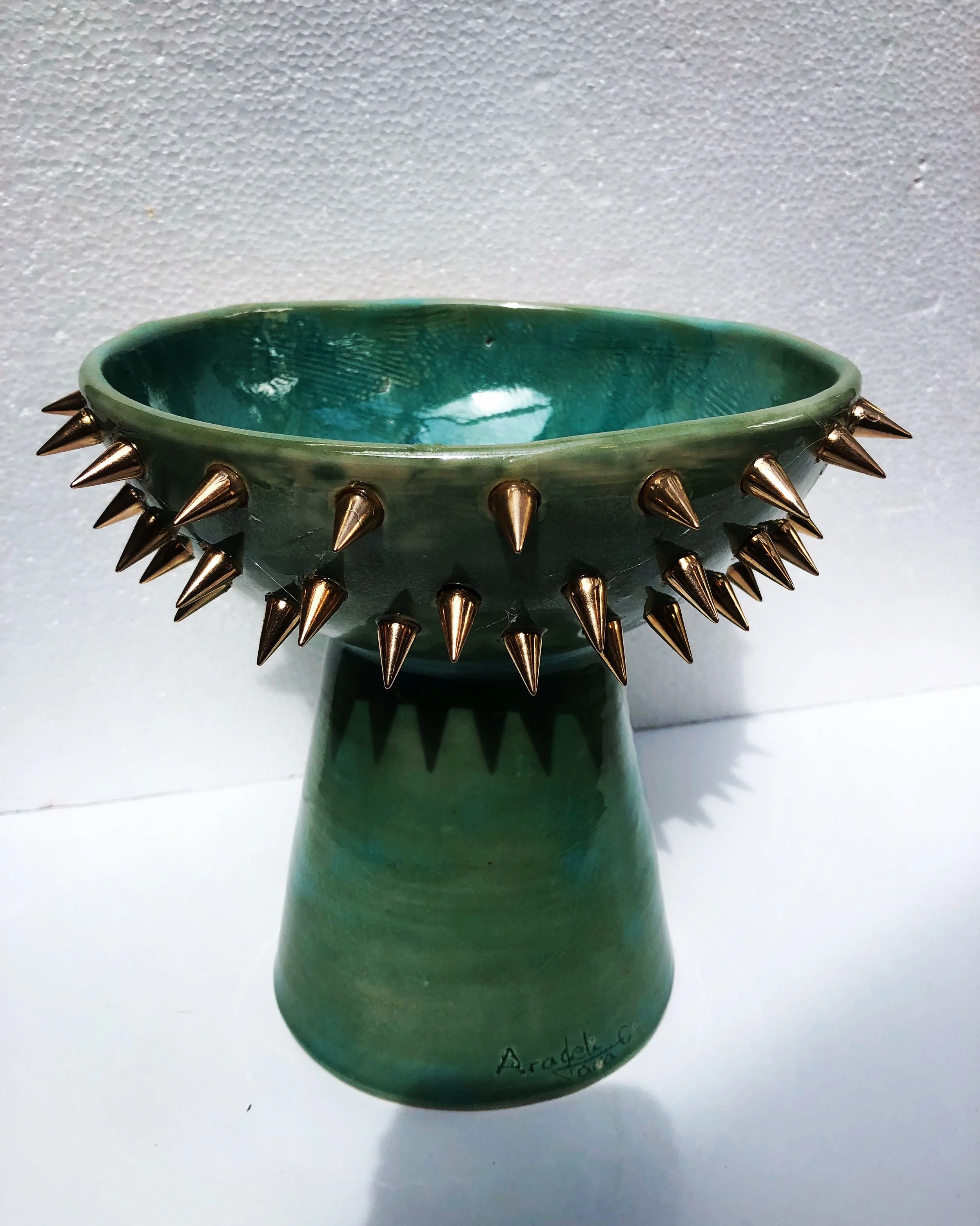 Tall Table Bowl w/ Gold Spikes