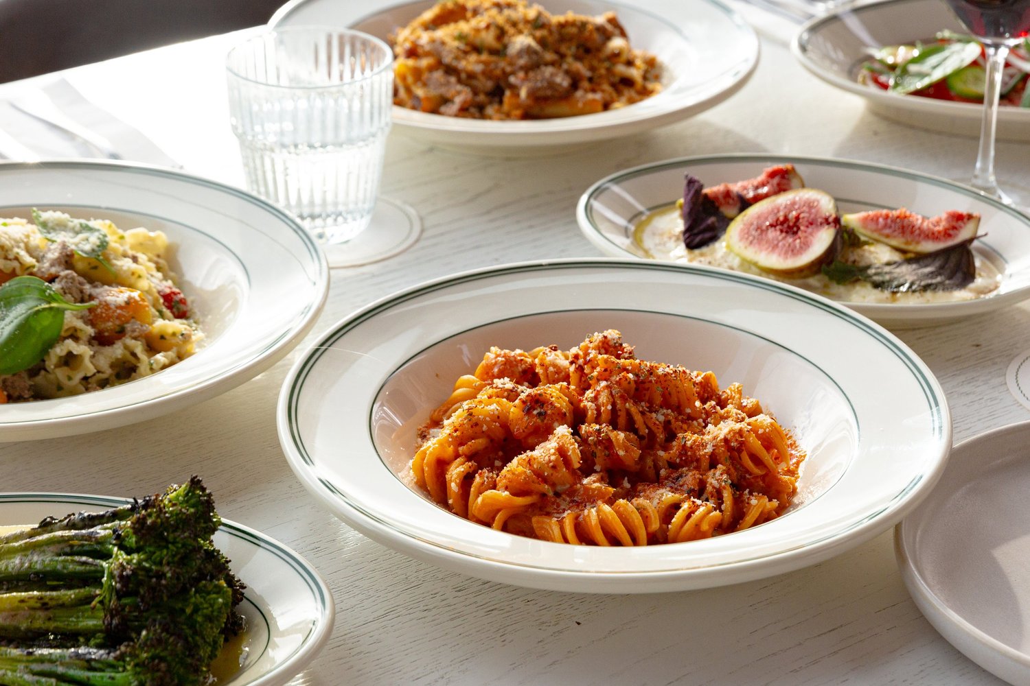 A share-style spread of pasta, antipasti and salads at Ciao