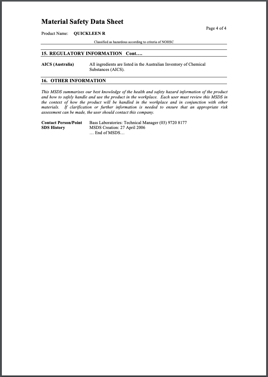 Quickleen-R MSDS pg 4
