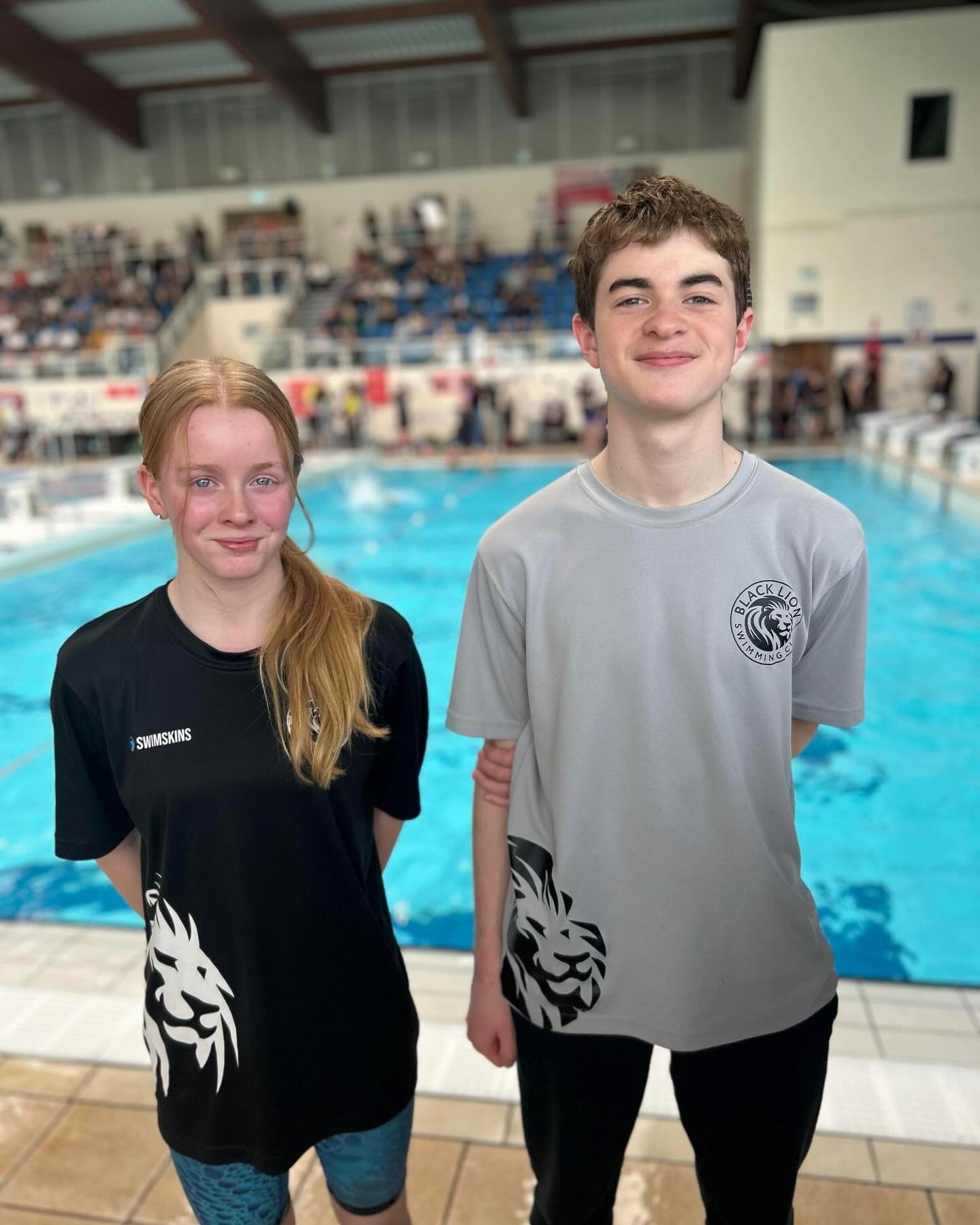 Best of luck to these lions this afternoon 🦁🏊🏻&zwj;♂️🏊🏻&zwj;♀️ Noah in the 200br /100fc and Ellie braving the 200fly 💪 swim fast roar loud #competitiveswimming #competitiveswimmer #swimskins #rulethepool #swimsoutheastchampionships2024 #swimsou