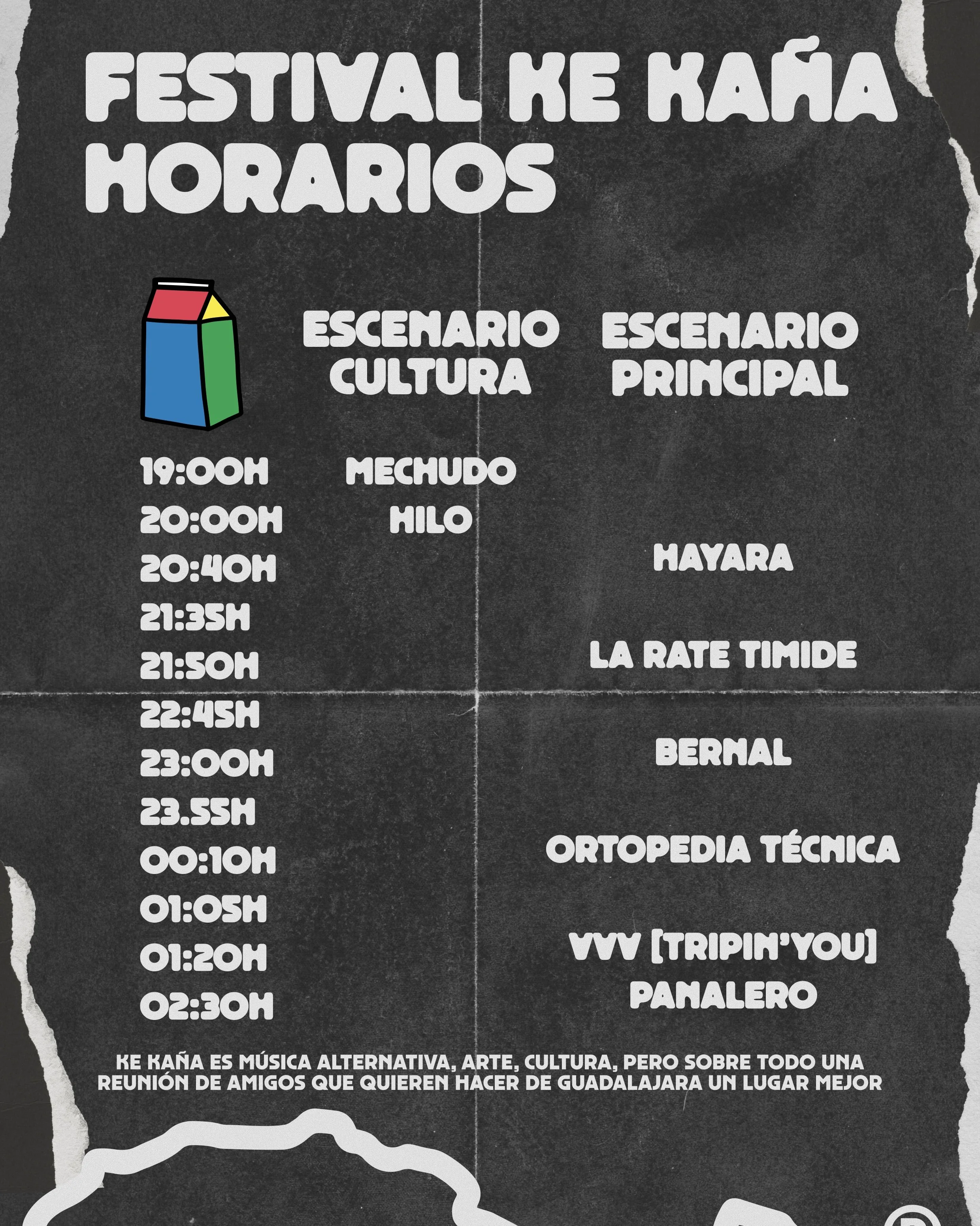 Horarios oficiales del Festival Ke Kaña divididos en Escenario Cultura y Escenario Principal