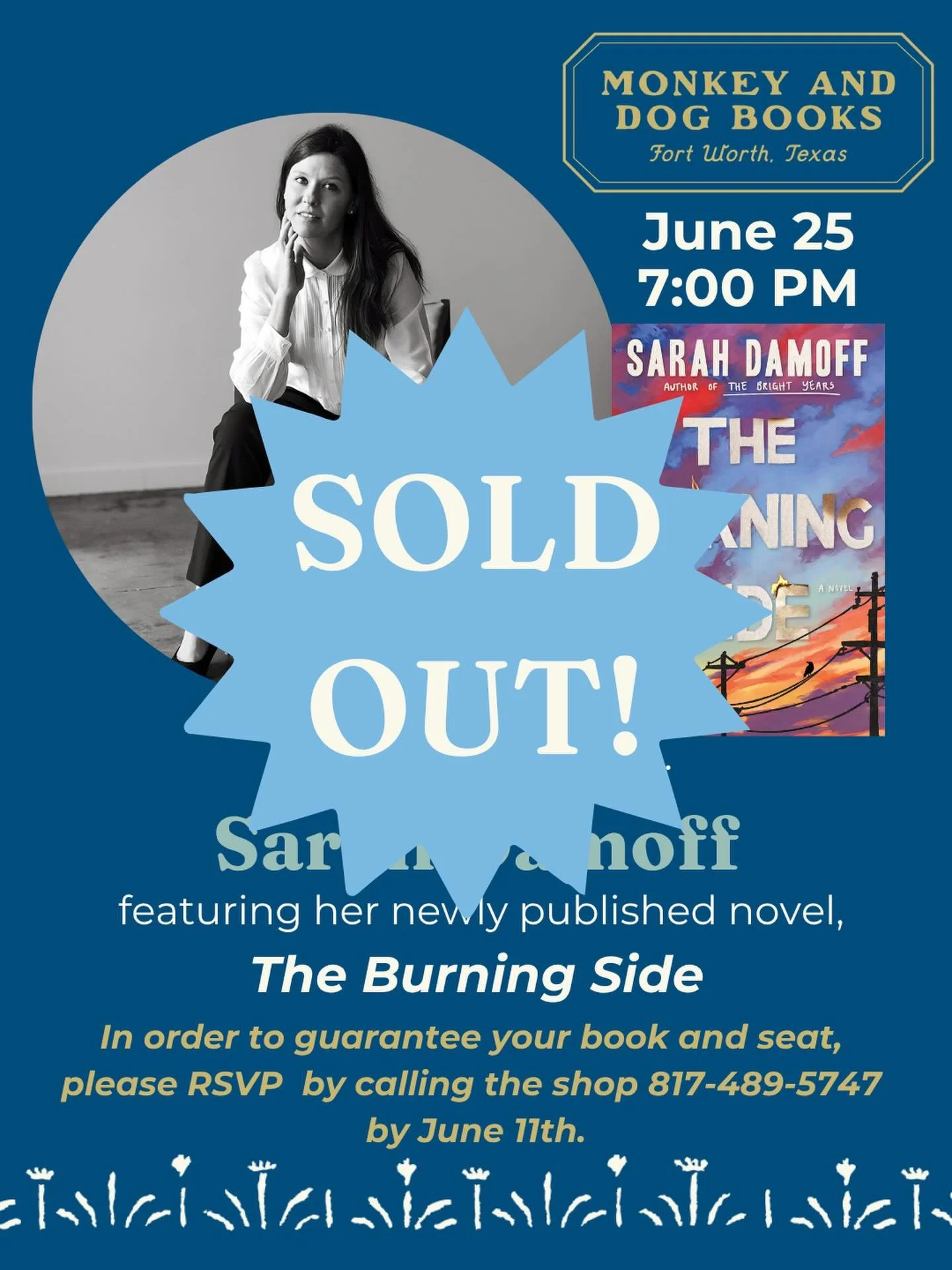 Our event with @sarahdamoff is SOLD OUT! if you would like to be added to the waitlist, you can call the shop at 817-489-5747. Thank you so much to your enthusiastic response, and we look forward to seeing everyone at the event!