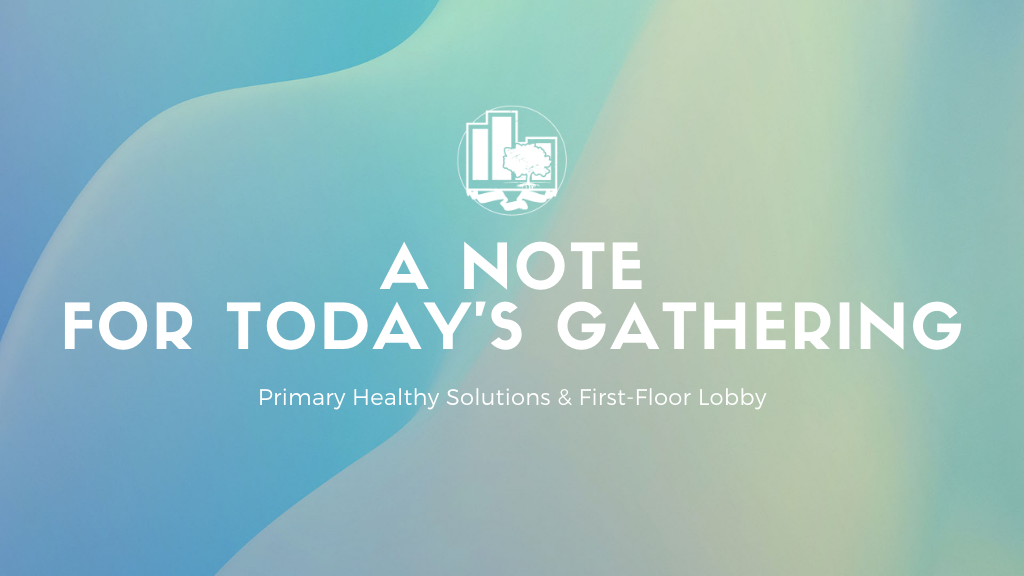 A Note About Today's Gathering | Primary Health Lobby