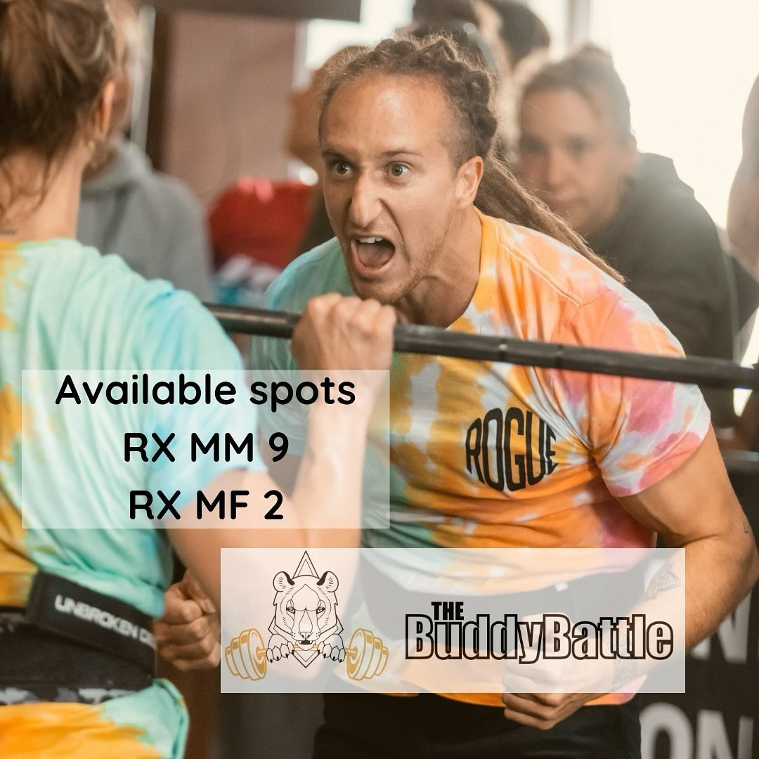 RX MM still 9 spots available!
RX MF has 2 spots left!

Expect challenging workouts and price money top 3 finishers! 🔥🔥🔥