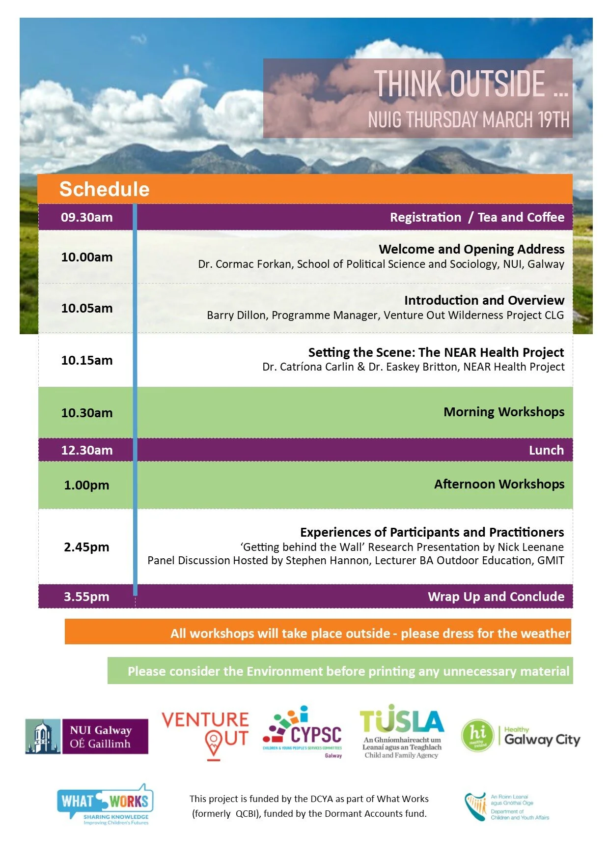 Final Schedule - Think Outside Event NUIG March 19th