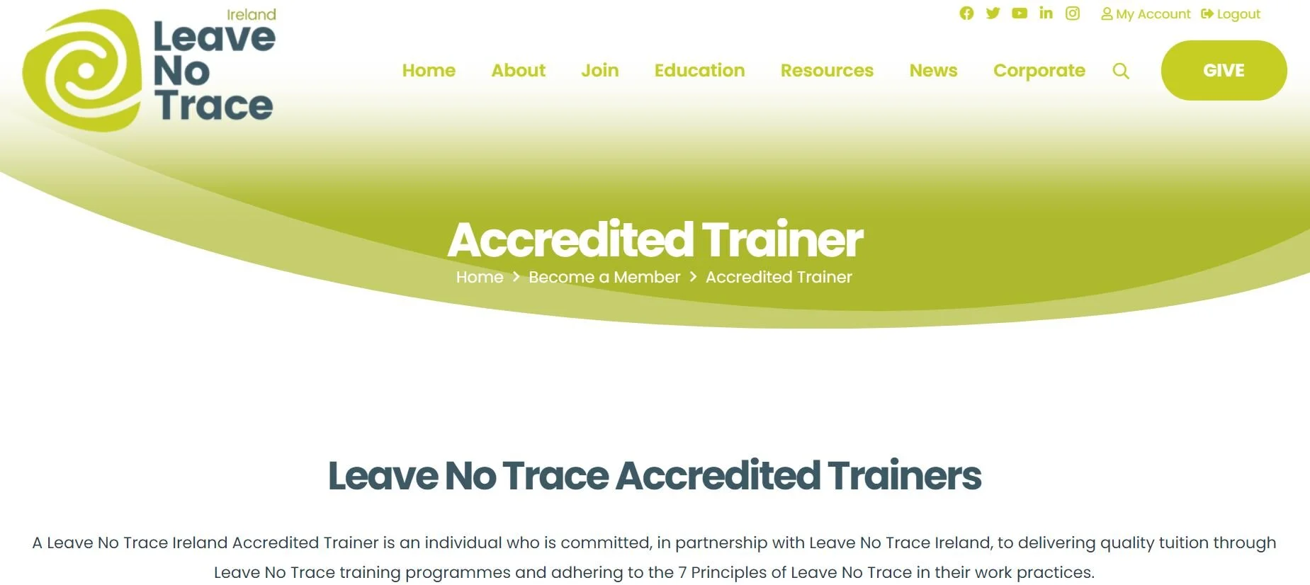 Leave No Trace Ireland Accredited Trainer initiative