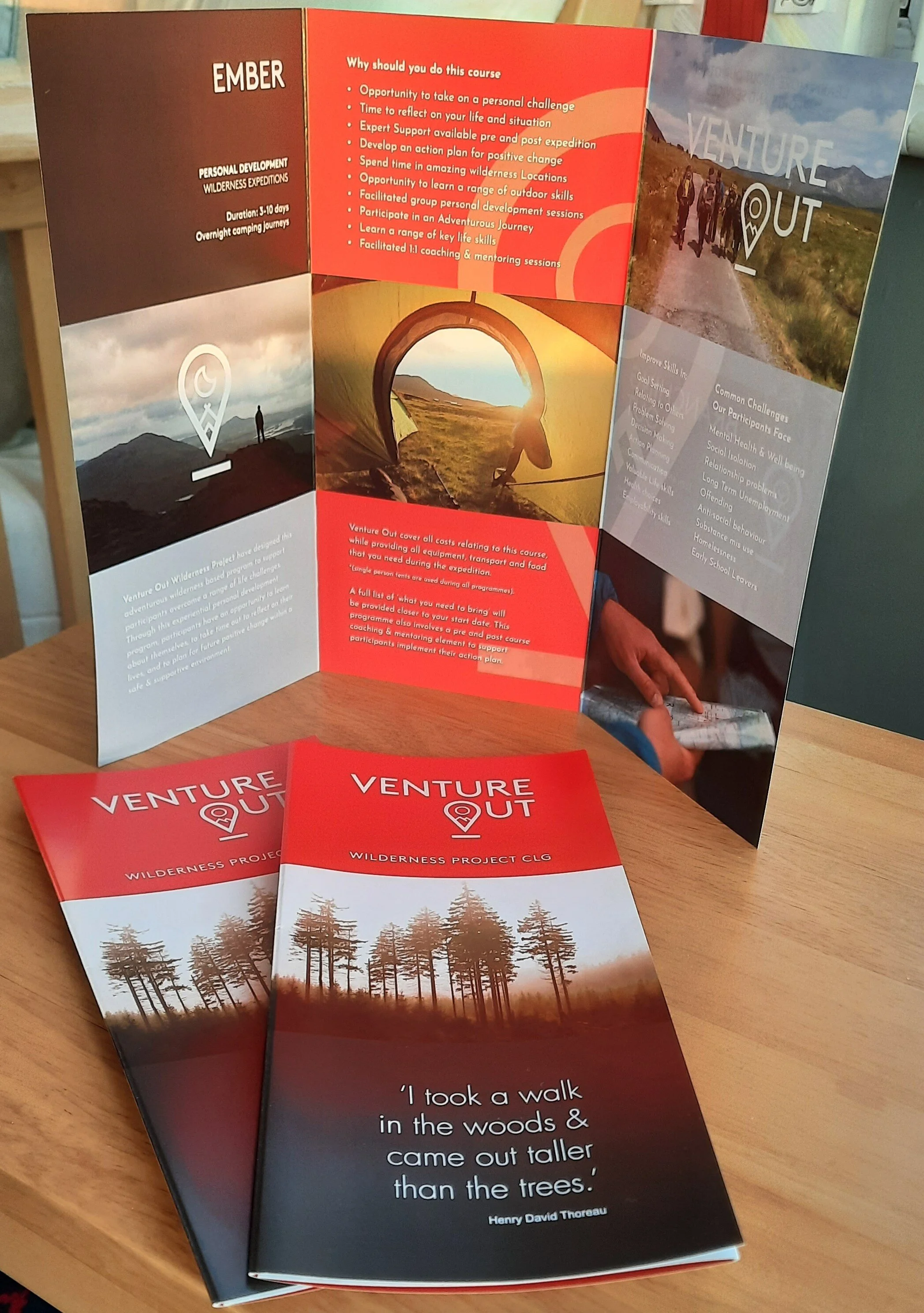 Hot off the presses, Venture Out's new flier and brochure ready for display