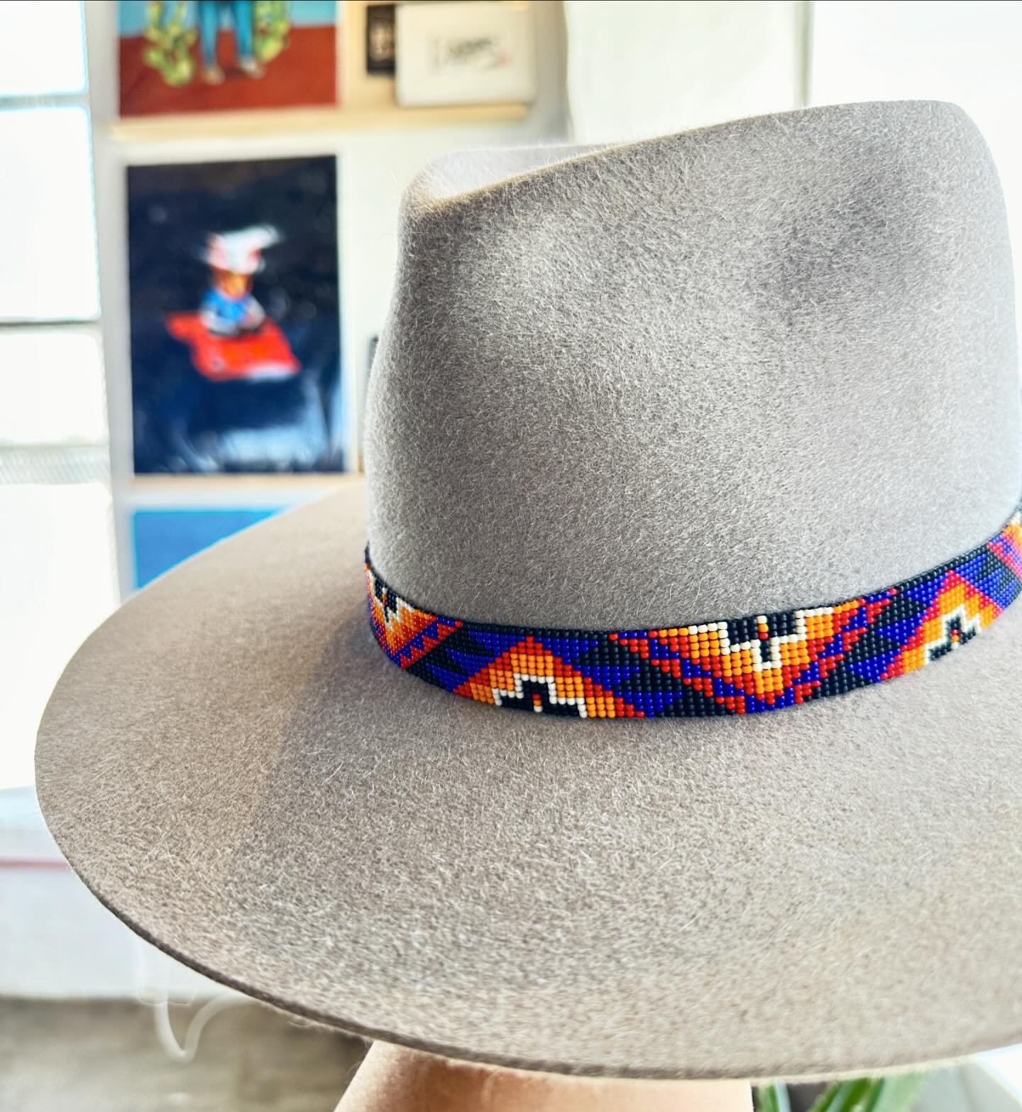 Another hand bead woven hat band&hellip; color switch up
#beadsoverdiamonds
#beadworker
#beadweaverofelpaso
#aghaahatco
#hatmakerofelpaso 
#hatmakerofelpasotx 
#thatbeadlife