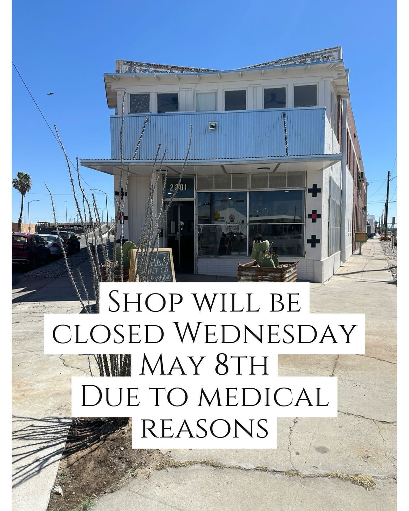 Shop will be closed Wednesday May 6th due to medical reasons. I apologize for any inconvenience. Please call or text 915-273-9790 to leave a message. Thank you🙏🏽