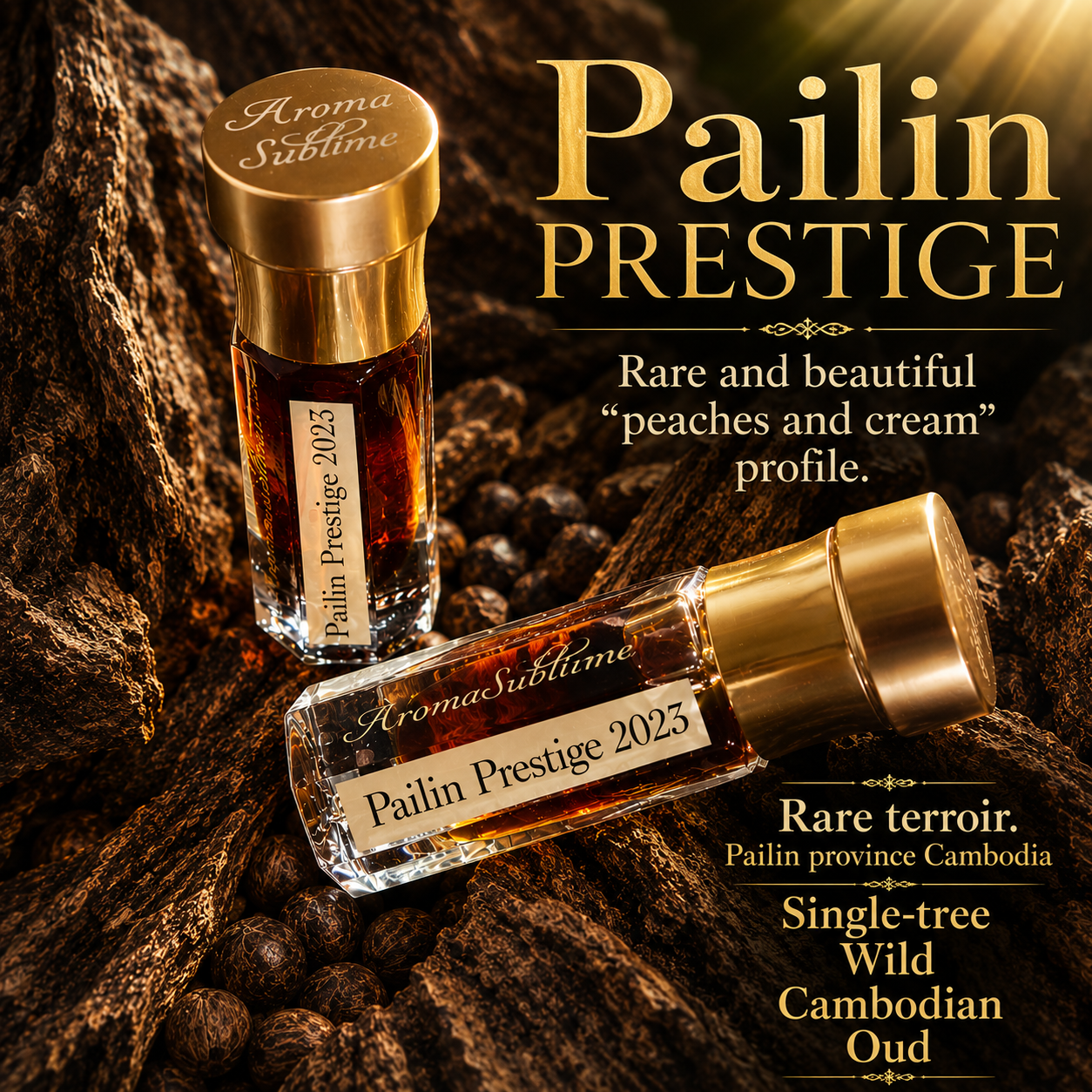 PAILIN PRESTIGE "PEACHES & CREAM" SINGLE RESERVE ​2023 • ​Single-tree, 100% wild Oud • ​rare Cardamom Mountains, P​ailin Province, Cambodia​ 
