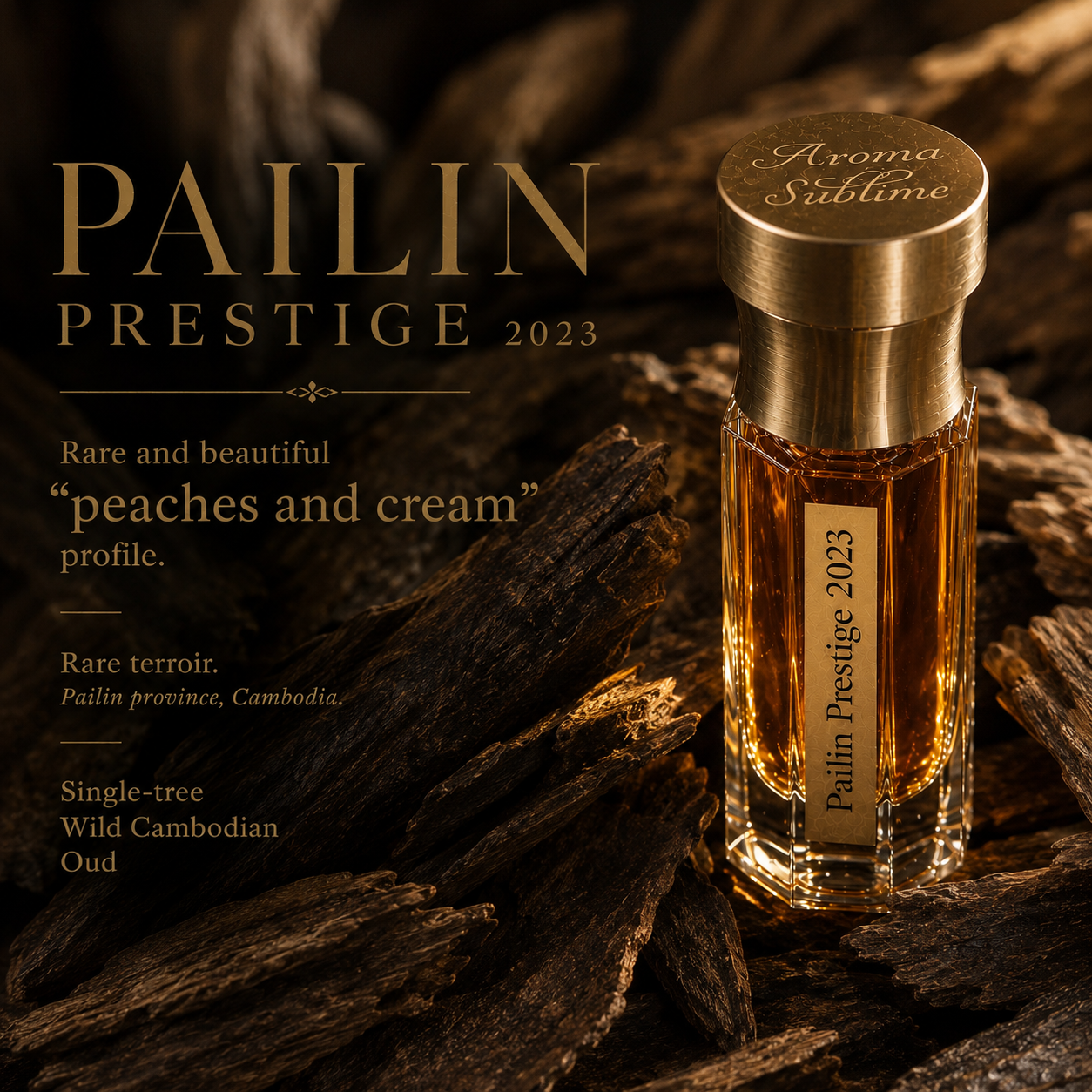 PAILIN PRESTIGE "PEACHES & CREAM" SINGLE RESERVE ​2023 • ​Single-tree, 100% wild Oud • ​rare Cardamom Mountains, P​ailin Province, Cambodia​ 