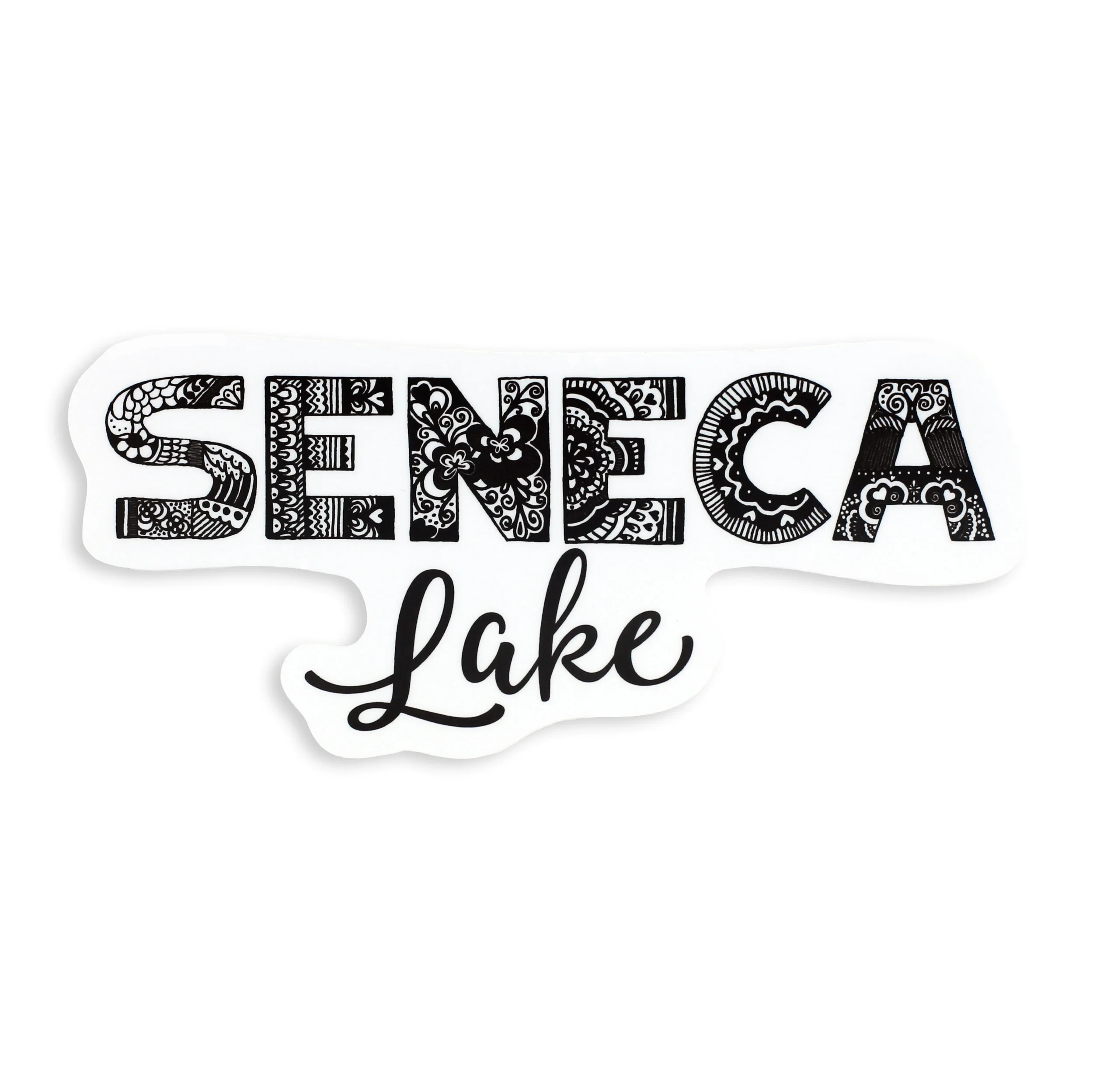 Seneca Lake Bumper Sticker Black + White