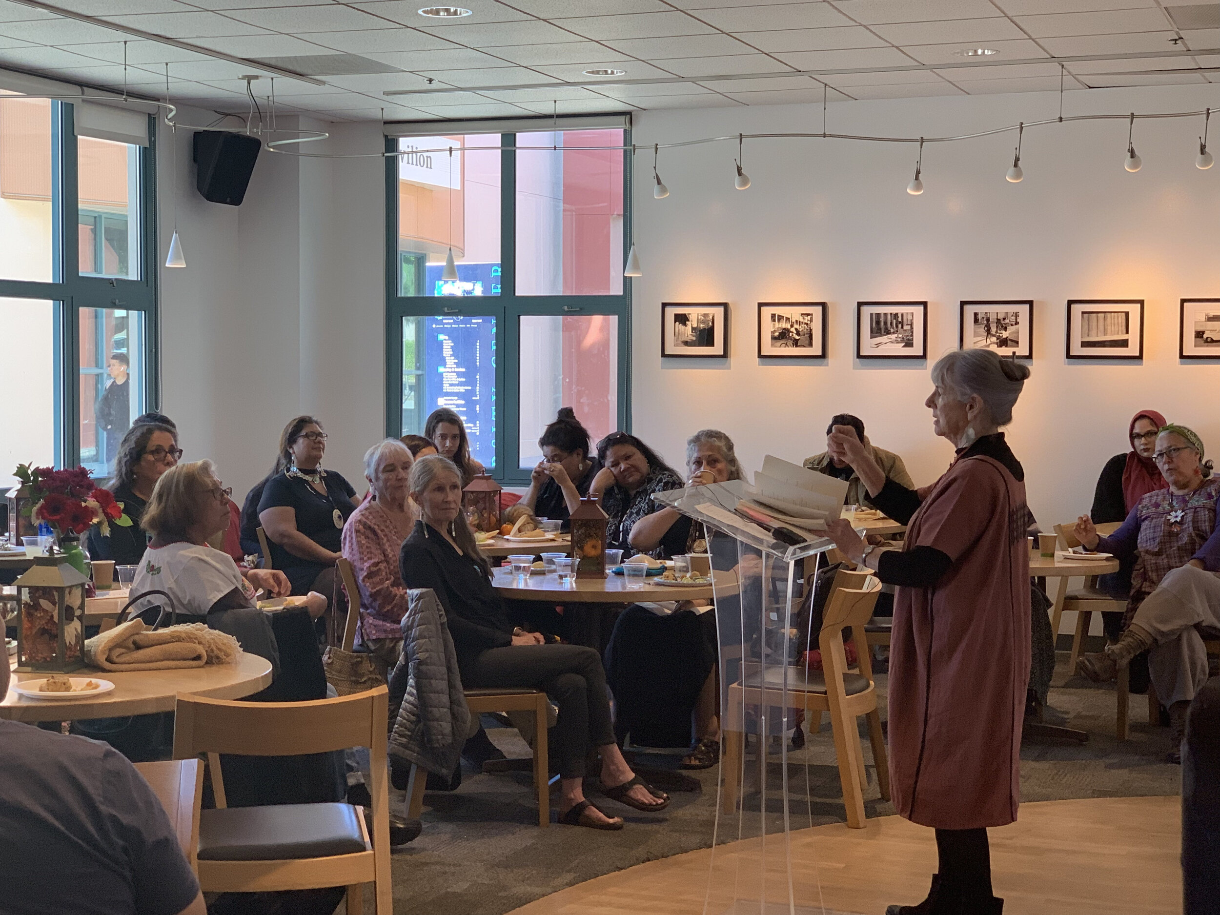 Fall 2018 - Elders Gathering with Chickasaw poet, essayist, and environmentalist Linda Hogan at the MultiCultural Center hosted by Las Maestras Center