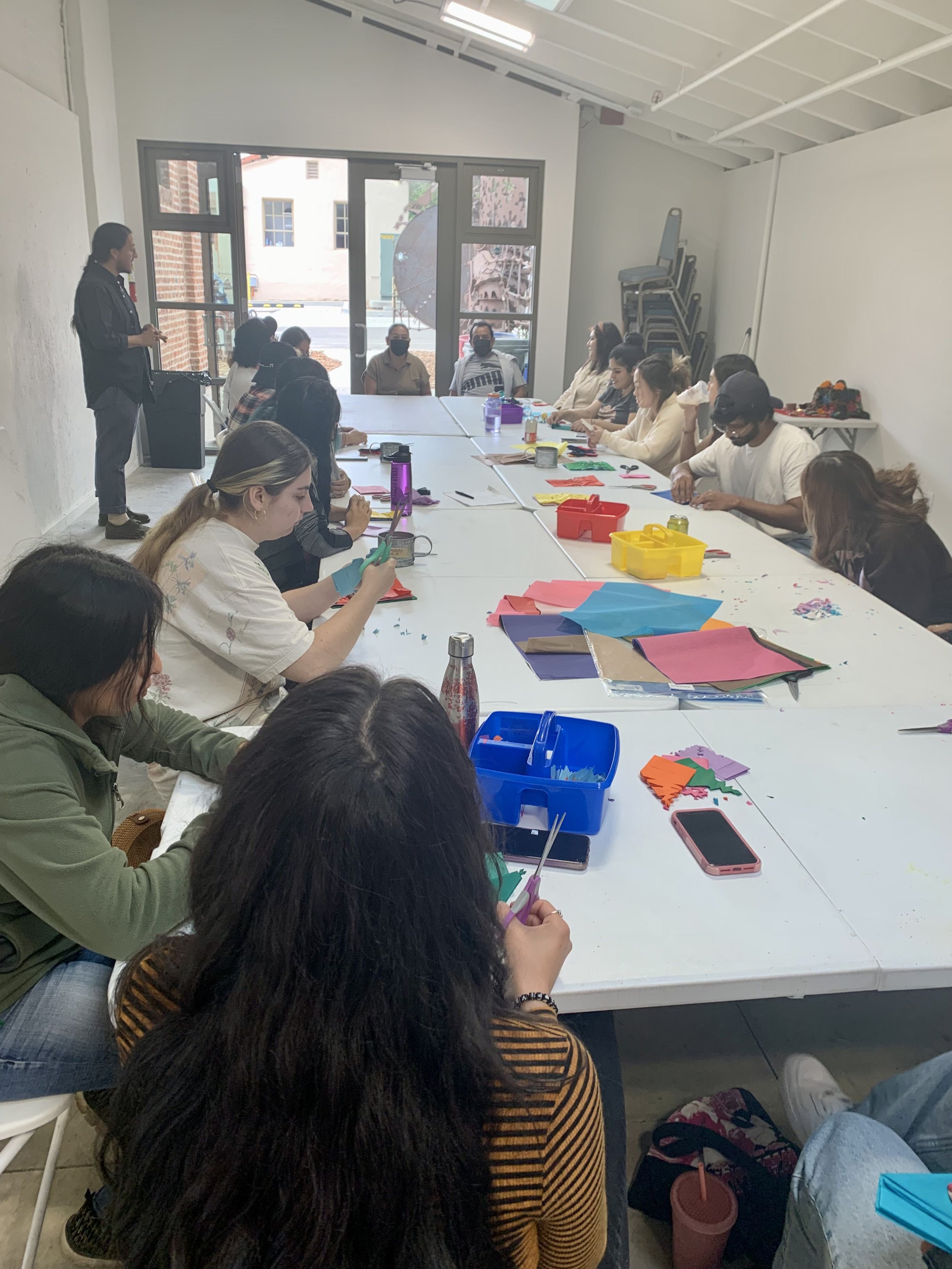 October 16, 2022. Papel Picado Workshop for animArte Día de Muertos, facilitated by John Jairo at the SB Community Arts Workshop