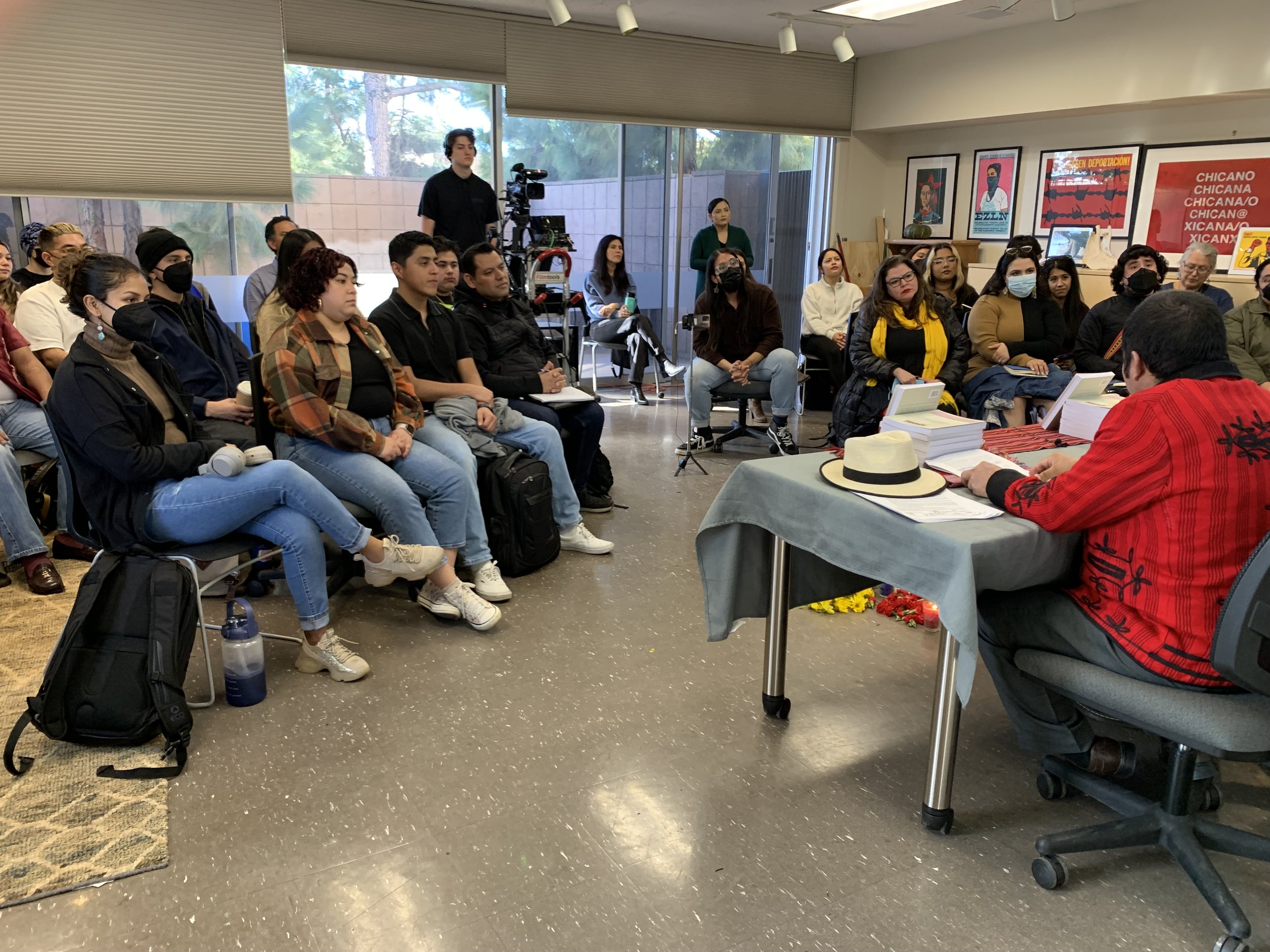 March 2, 2023. Students and faculty gather at LMC for the book presentation of La Cuarta Invasión 