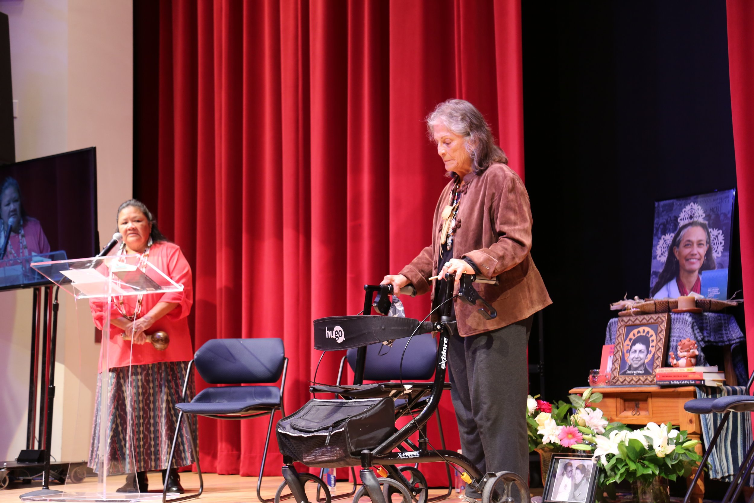 December 3, 2021. Bridge Turns 40 at MCC. Chumash elder Roberta Cordero blessing for Bridge Turns 40. 