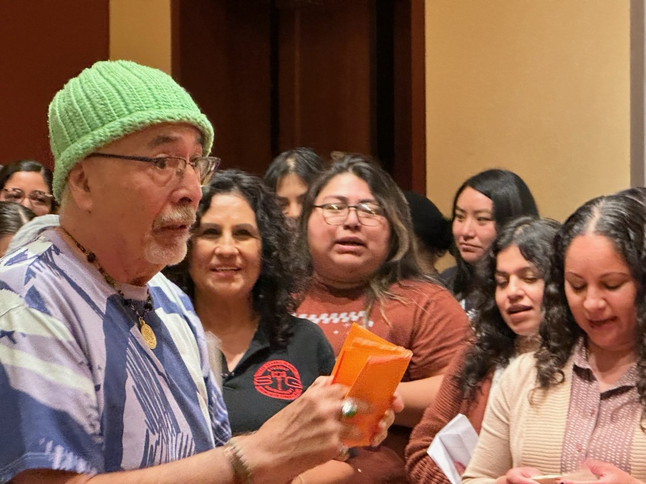 With Juan Felipe Herrera in a collaboration with UCSB- LMC and CSU Channel Island.  The Poet Laureate teaching CSI Students and us  “how to make a book!"