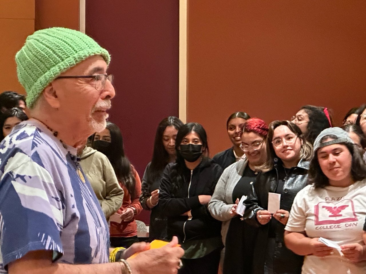 With Juan Felipe Herrera in a collaboration with UCSB- LMC and CSU Channel Island.  The Poet Laureate teaching CSI Students and us  “how to make a book!"