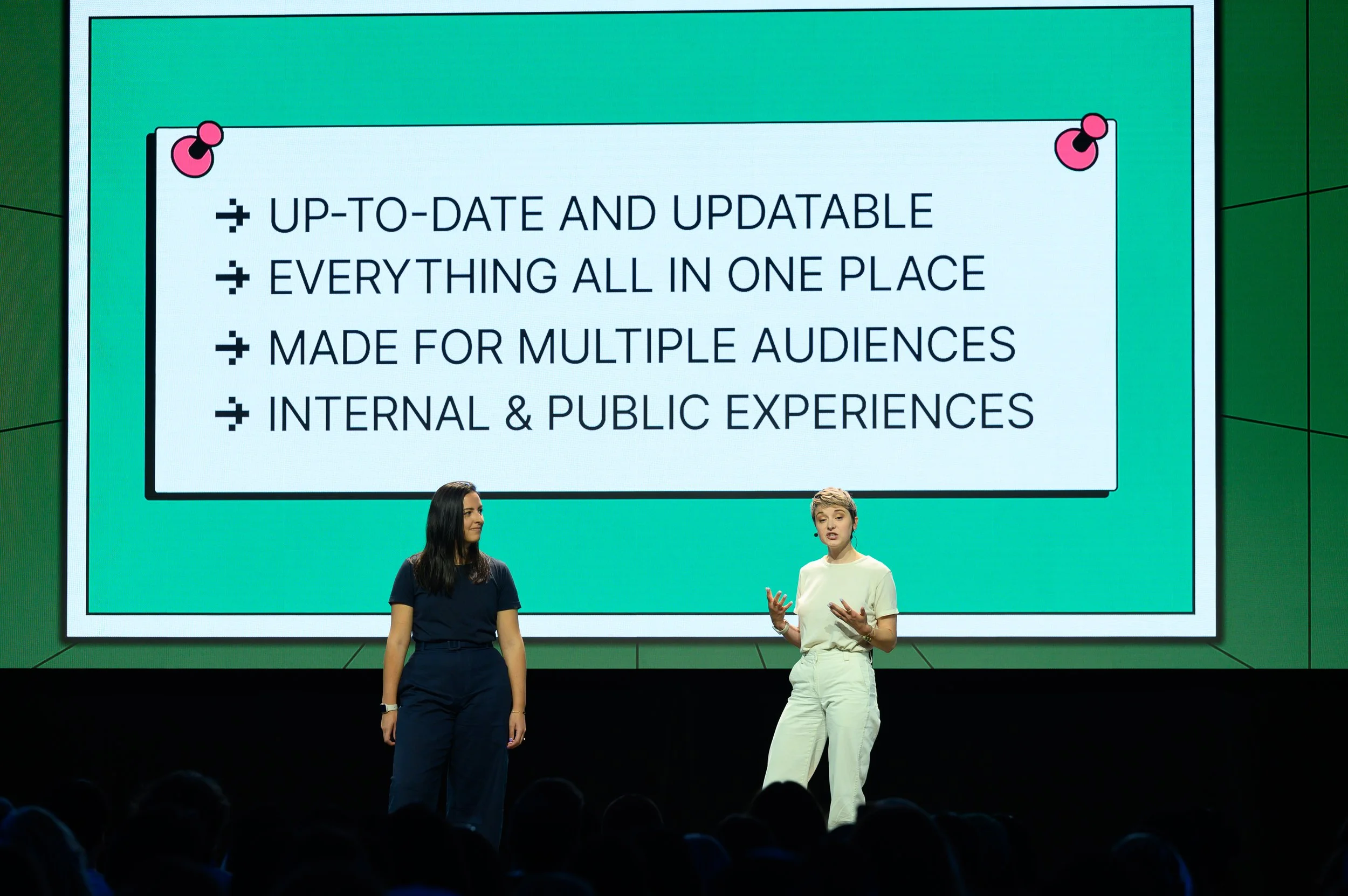 Gaby Saravia and Lisa Plachy onstage at Config