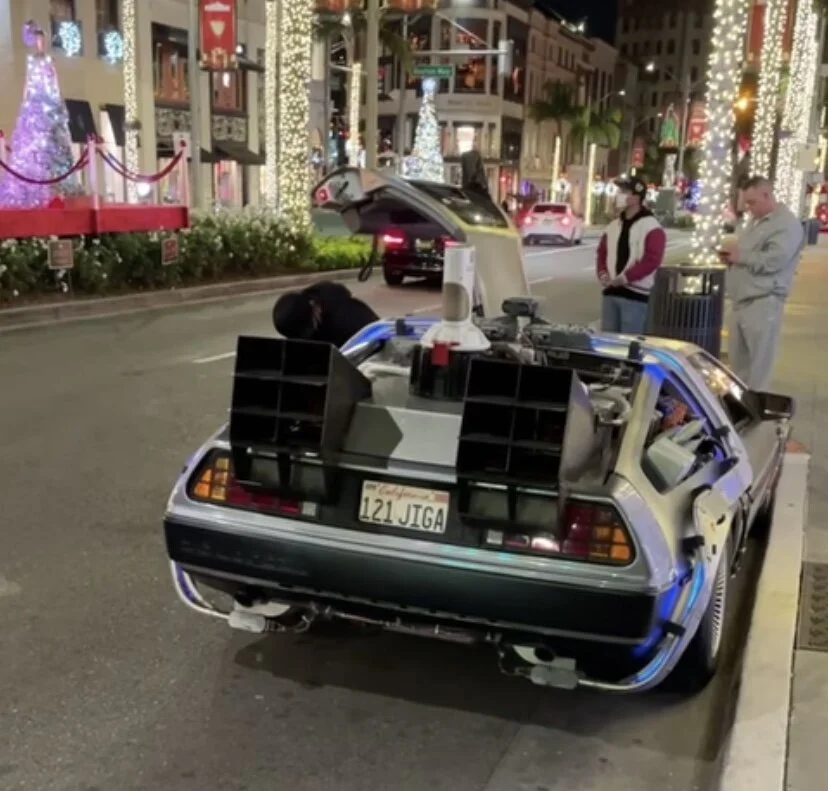 Delorean Time Machine spotted on Rodeo Drive in Beverly Hills