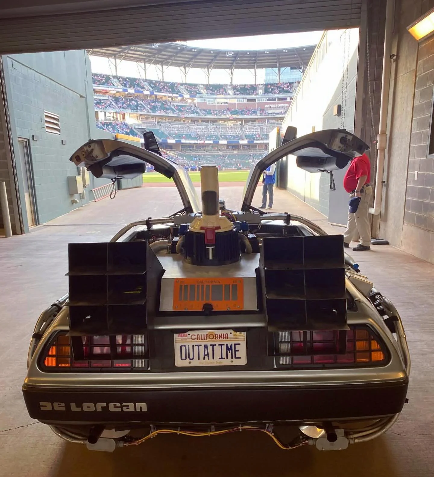 Delorean takes the field at Atlanta Braves MLB game!