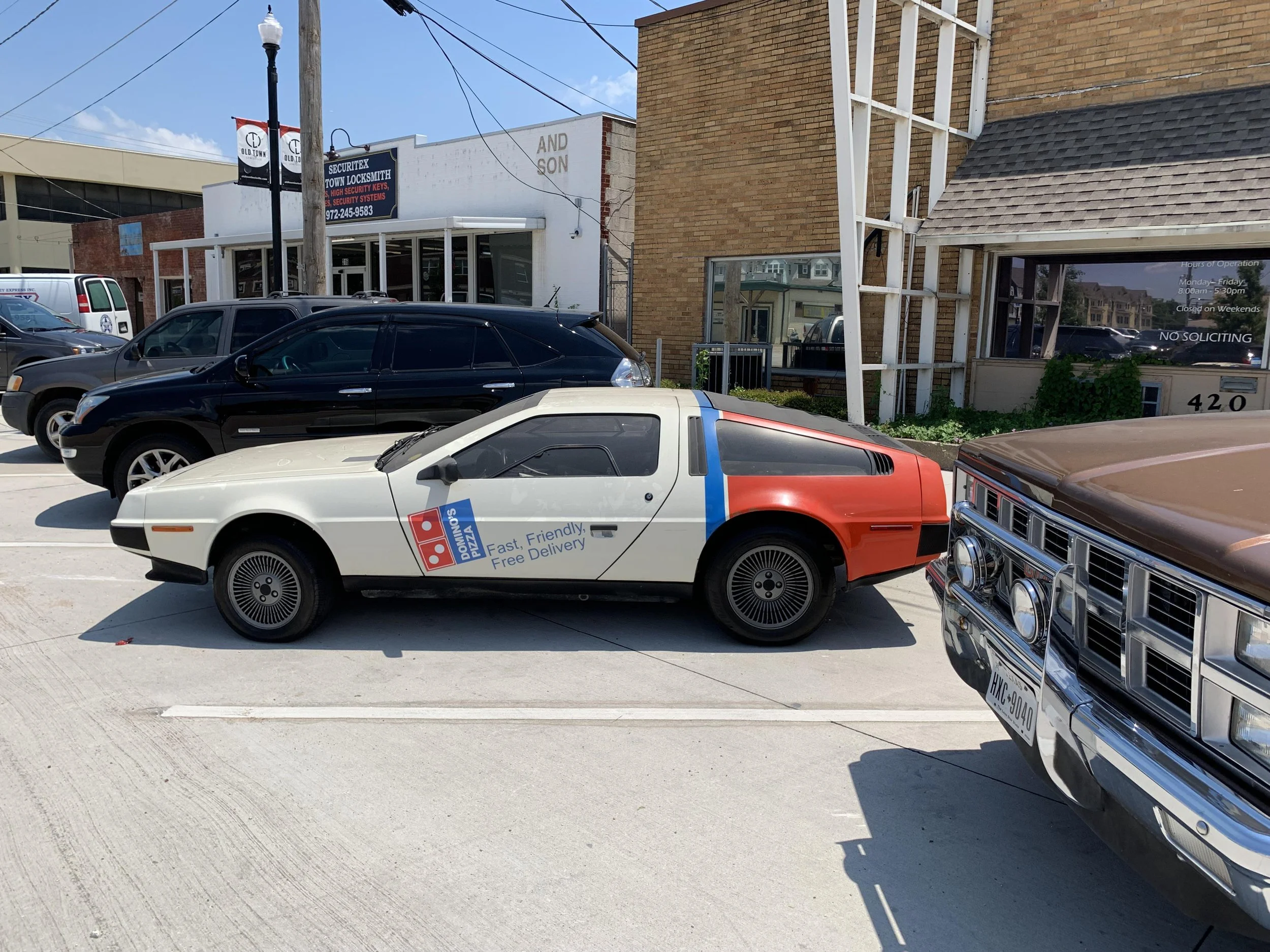 Dominos Delorean Dallas — Delorean Time Machine Rental - DeloreanRental.com