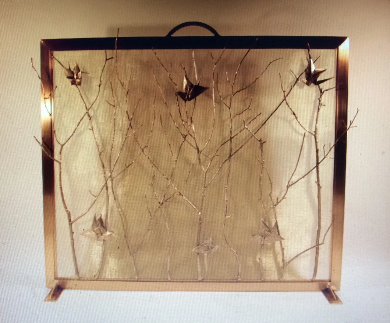 Origami Cranes on Firescreen