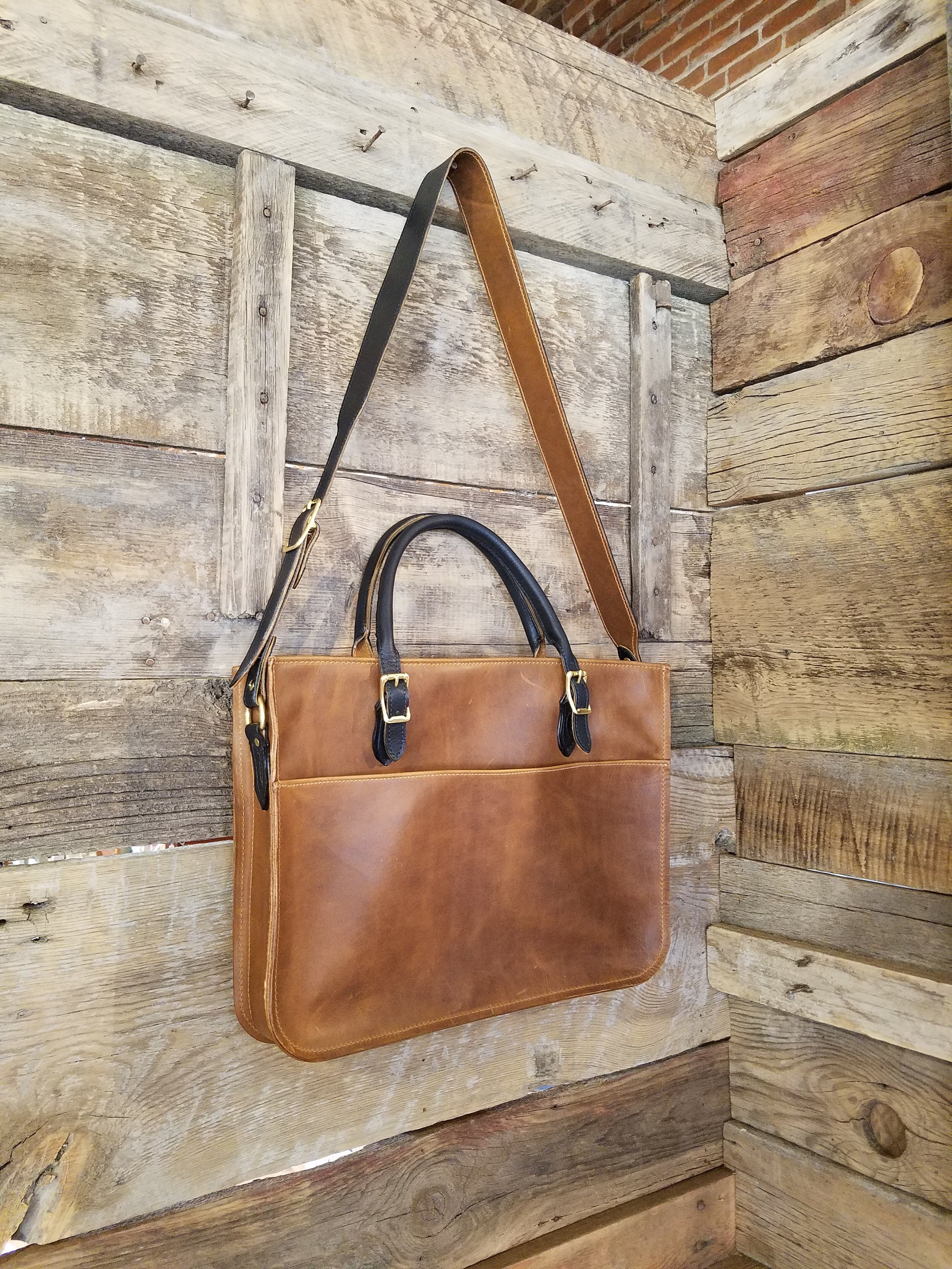 Briefcase made student at Alden's School of Leather Trades