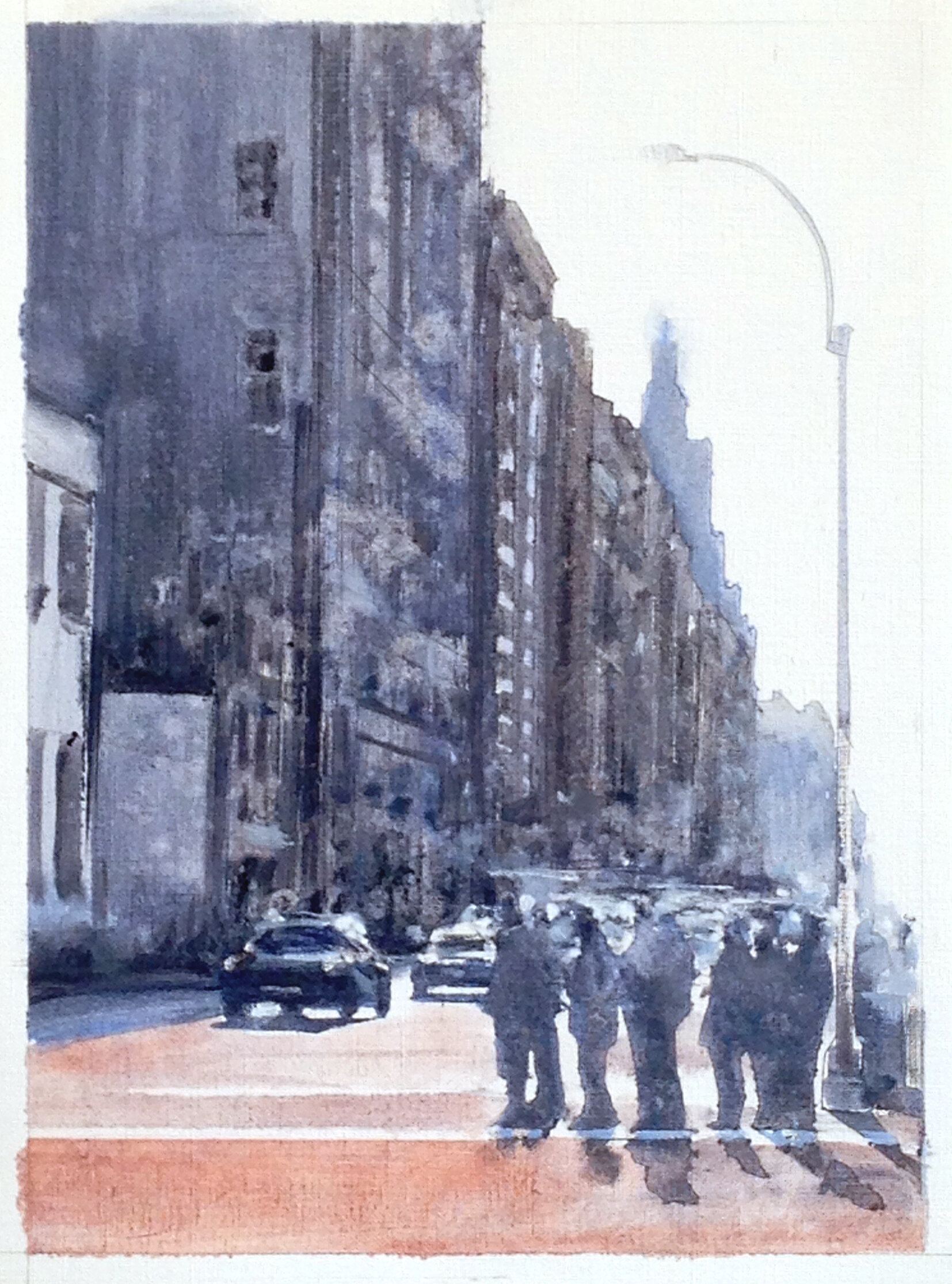    Down 5th Avenue (study) 13 x 9.5 inches Oil on paper 2016 