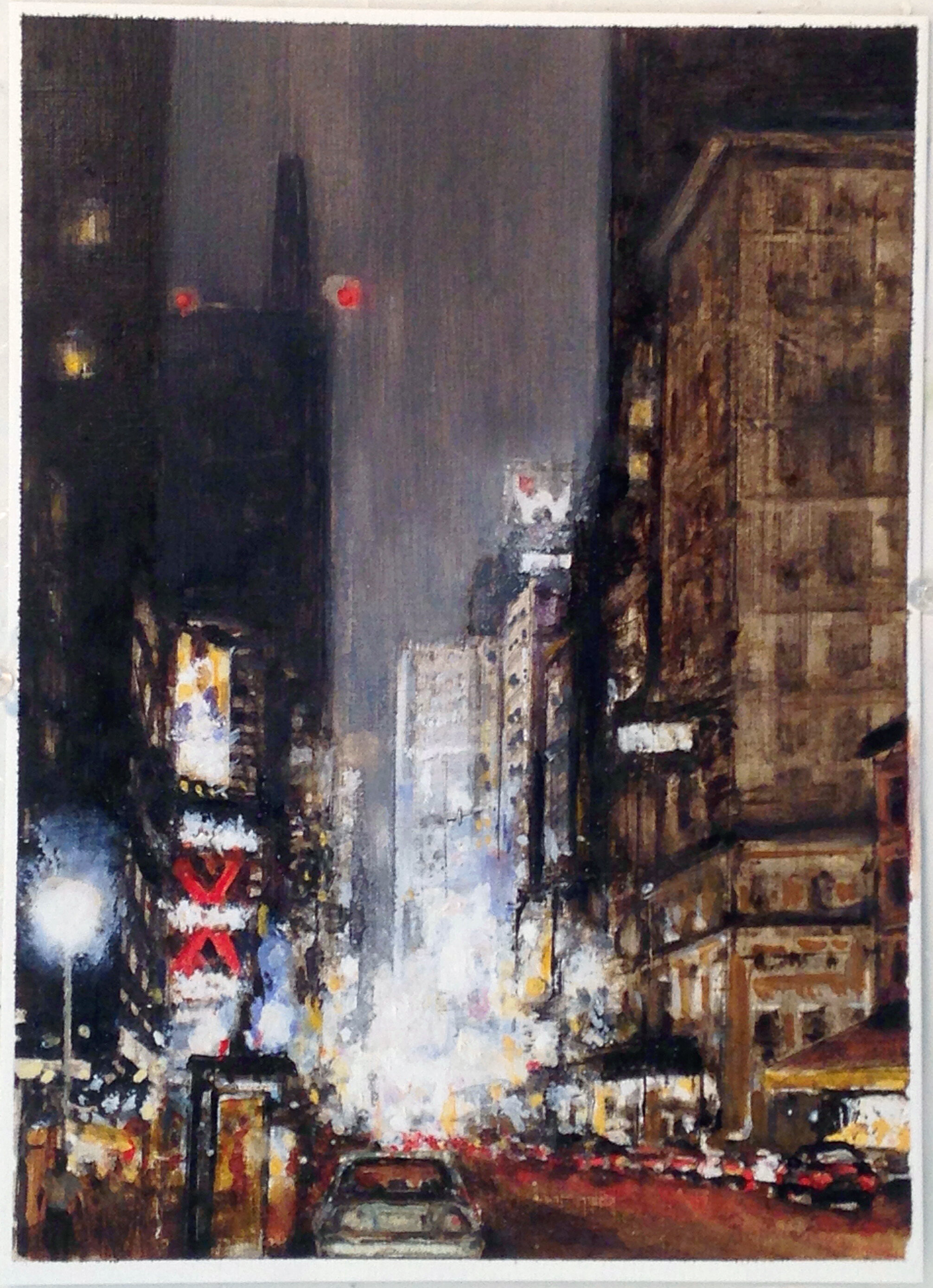  Times Square At Night (study) 13 x 9.5 inches Oil on paper 2016 