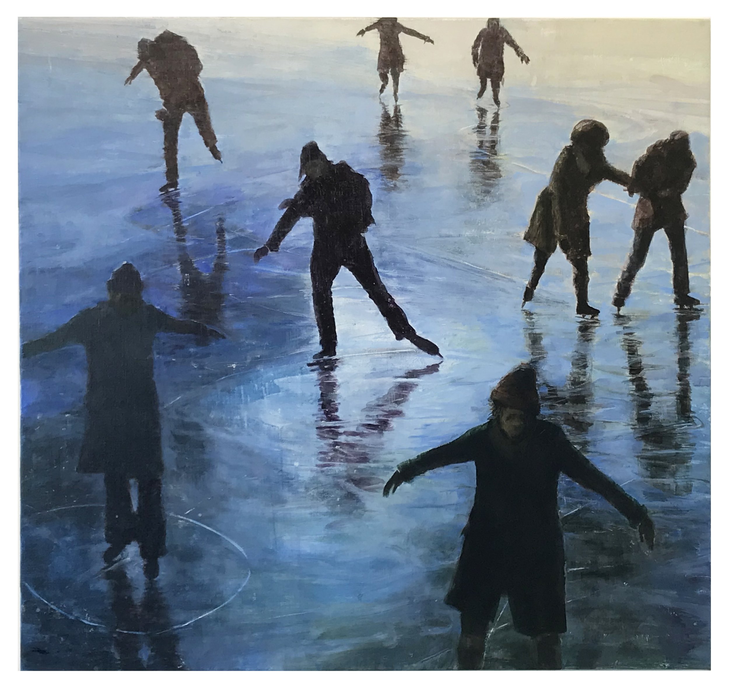  Skaters on Kinselmeer 35.5 x 37.5 inches (90 x 95 cm) Acrylic on linen 2021 