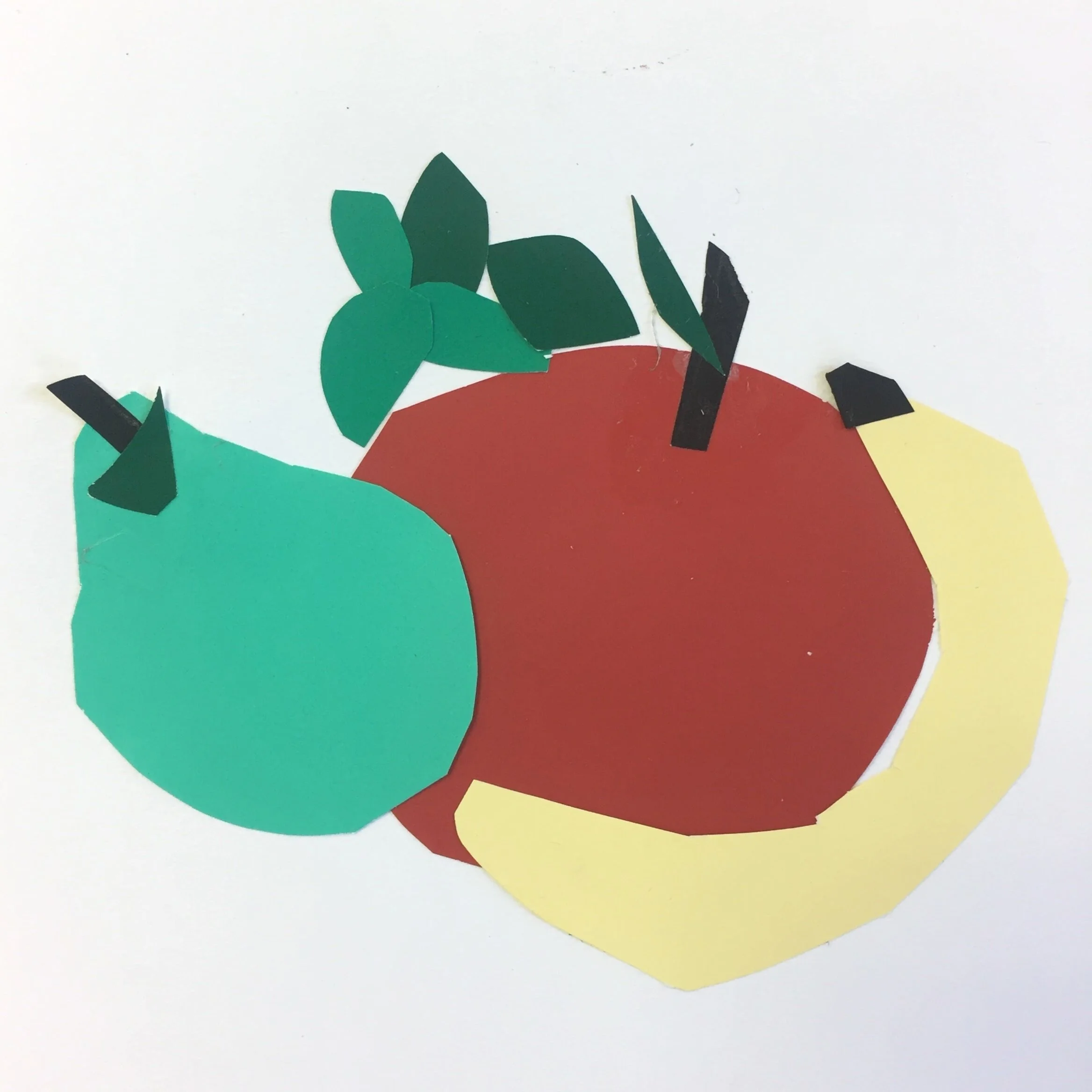  Collaged fruits with  paint color swatches  