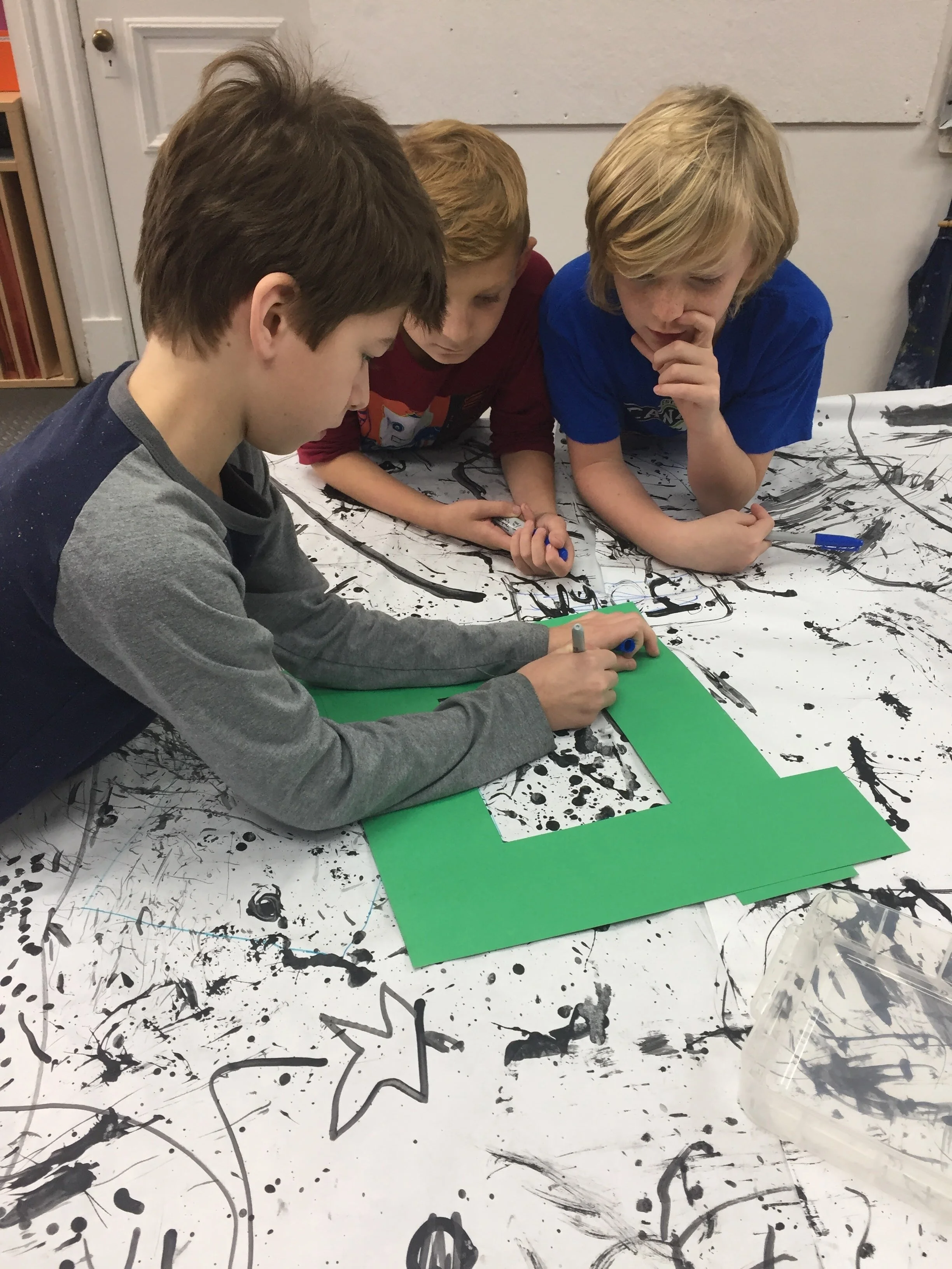  Their large, abstract group paintings led to a lesson on  Abstract Expressionism , the first specifically American movement to achieve international influence and put New York City at the center of the western art world. Students were excited to ide