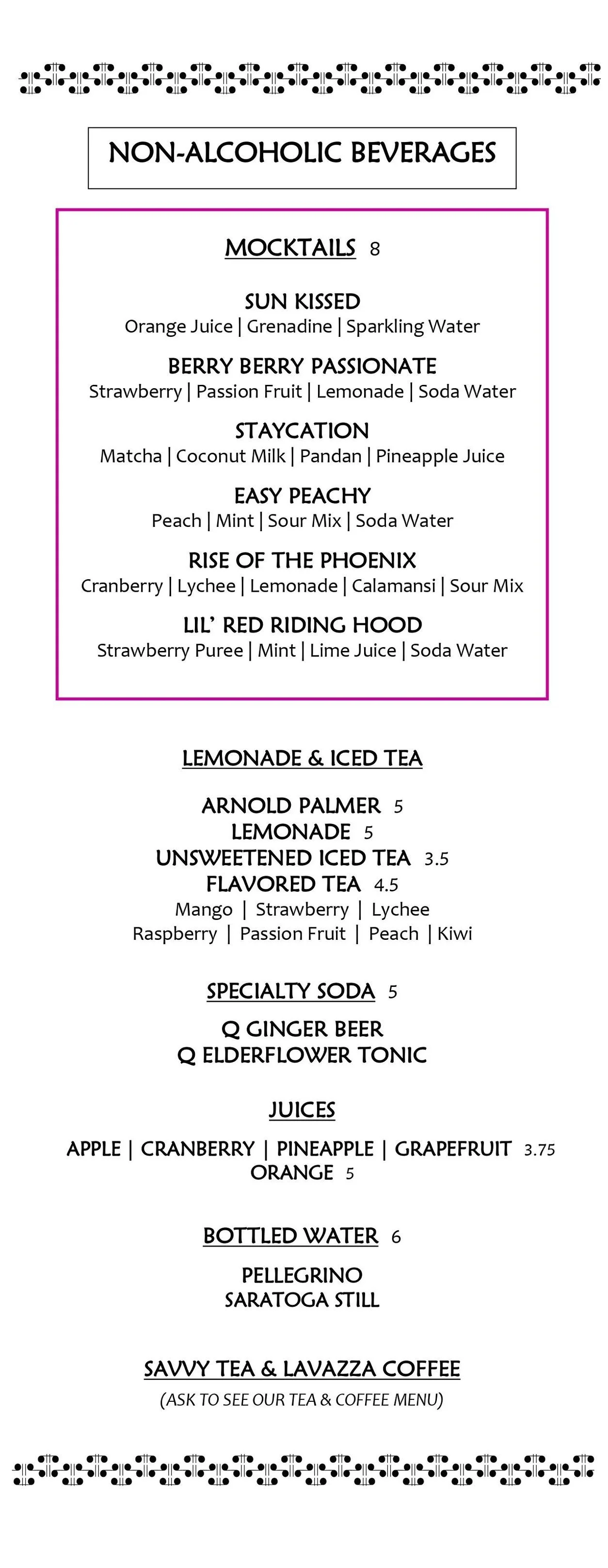 NonAlcoholic Drinks — Cotton Hollow Kitchen