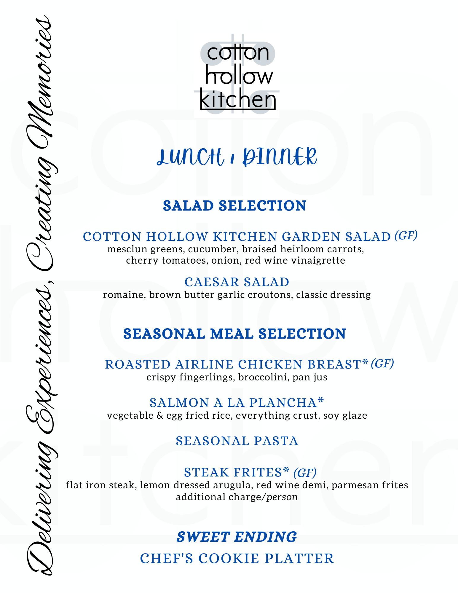 Lunch & Dinner Sample Menu — Cotton Hollow Kitchen