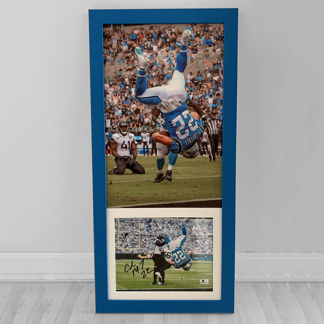 A frame in a frame when you want a canvas and a photo in one frame. 

#pictureframing
#custompictureframing
#football