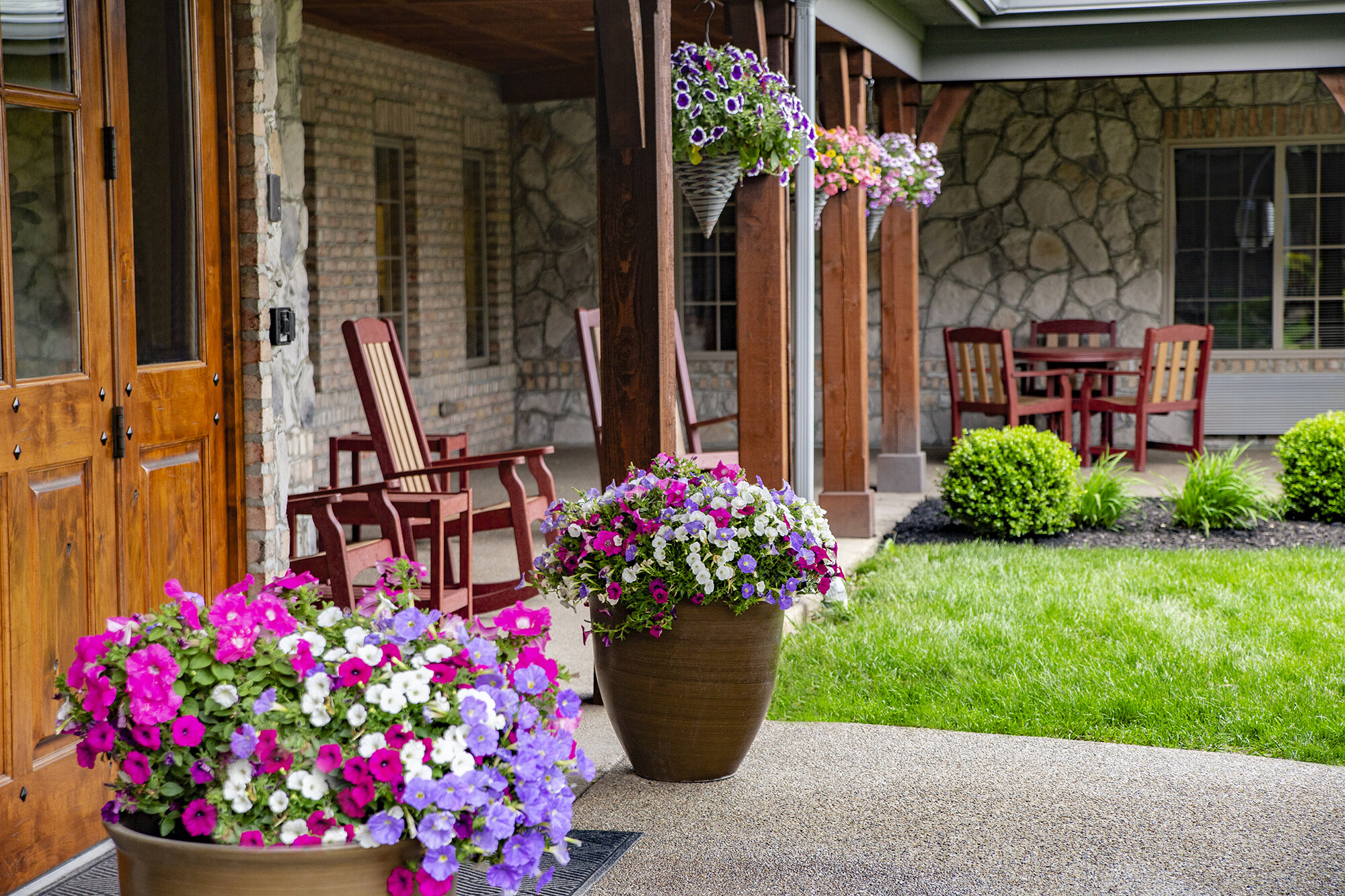 Spring Flowers at the entrance to Inn at Whitewood Village - North Canton, OH