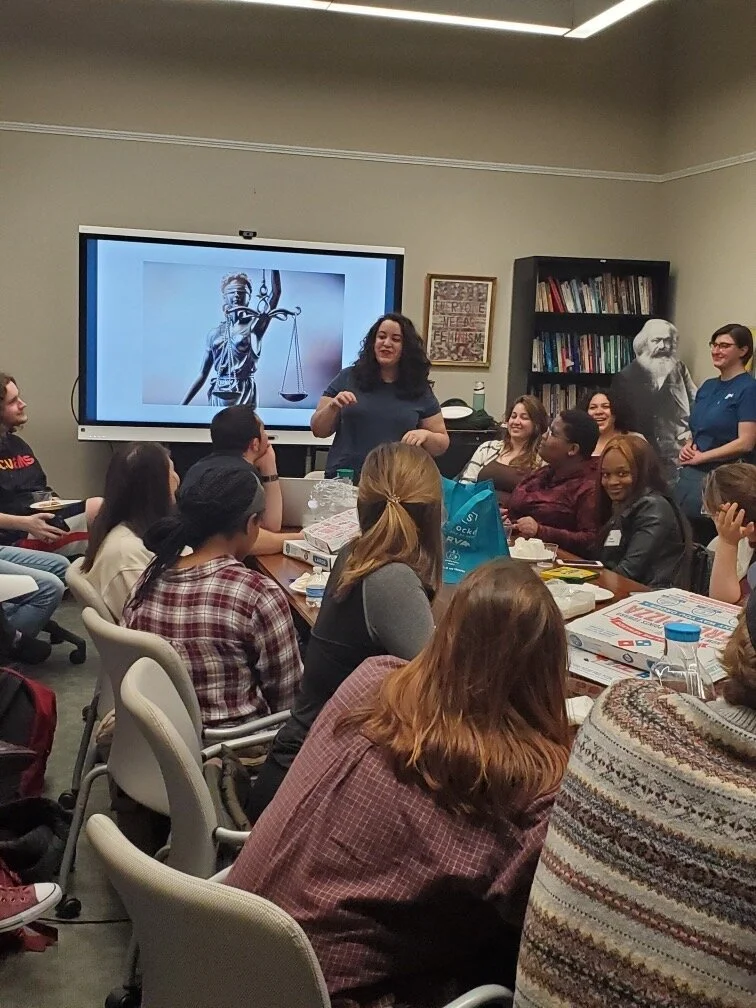 During my time at VCU I assembled a team of volunteers to put together several events to benefit students, including organizing trainings, panel talks on labor rights and peace activism, and digital sociology with Dr. Jessie Daniels.