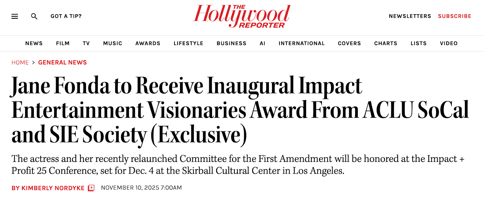 The Hollywood Reporter (November 10, 2025)