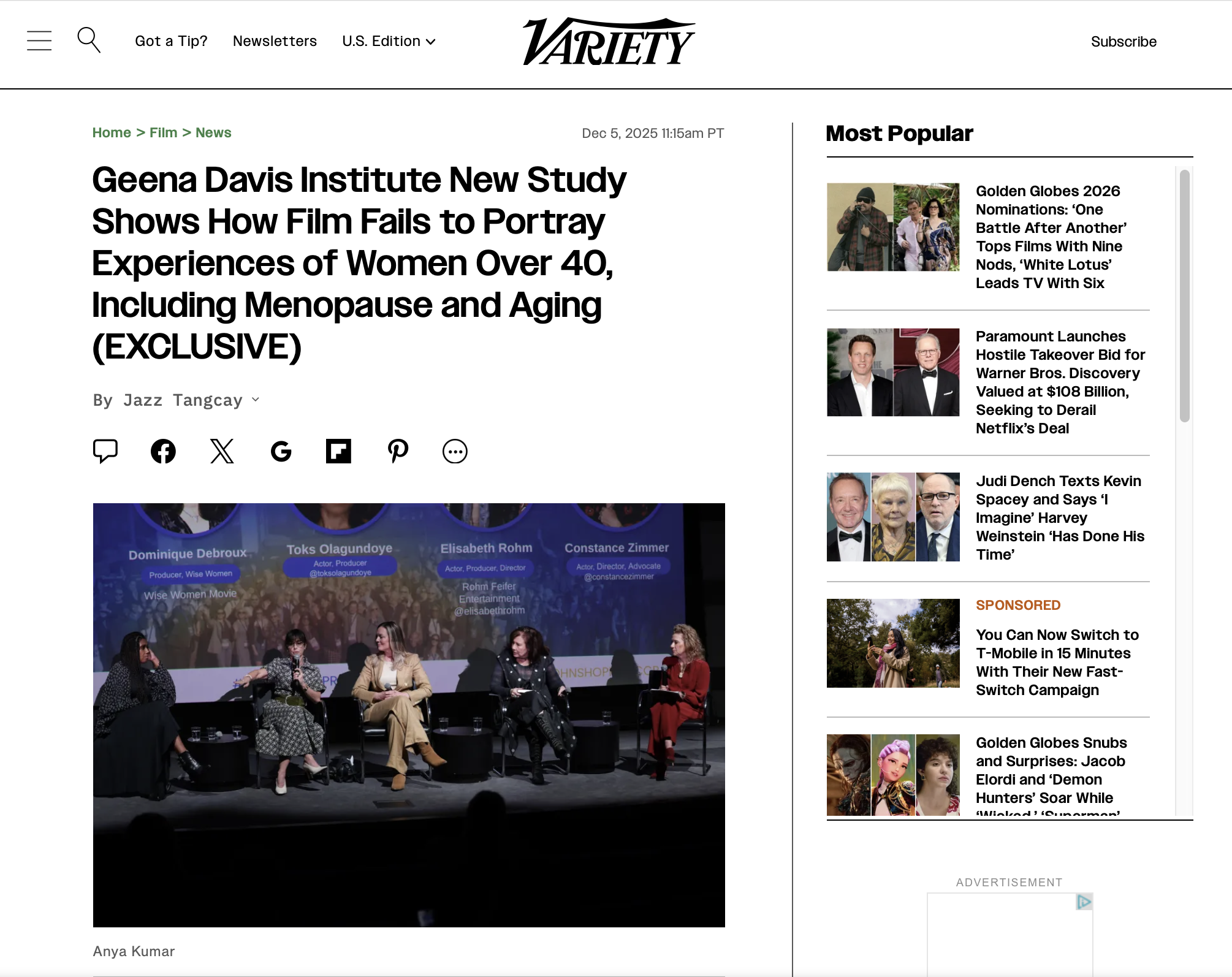  Breaking news from the main stage at the Impact+Profit25 conference hosted by SIE Society in partnership with Johns Hopkins Center for Communication Programs:  New research from the Geena Davis Institute was spotlighted in Variety. The findings are 