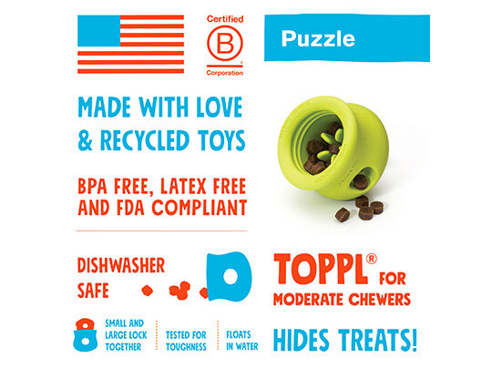 WEST PAW, Topple Interactive Treat Puzzle Dog Toy (Made in the USA)