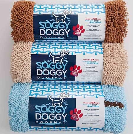 Beige with Red Bone 36-Inch by 26-Inch Large Soggy Doggy Doormat 