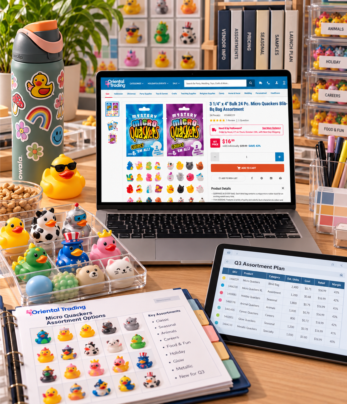 Organized toy merchant's product planning desk.png