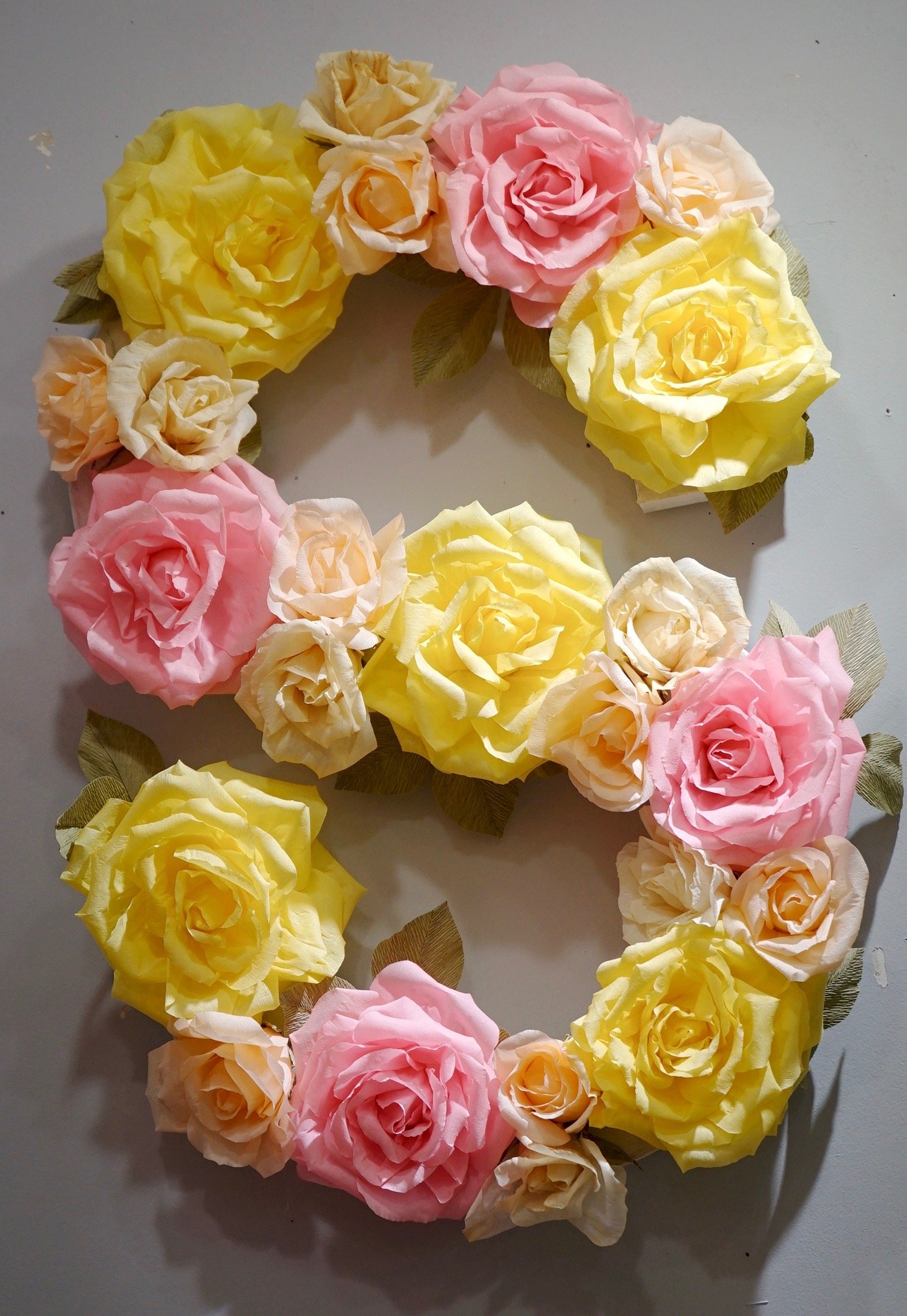 Large letters with crepe paper roses — Luna's Paper Designs LLC