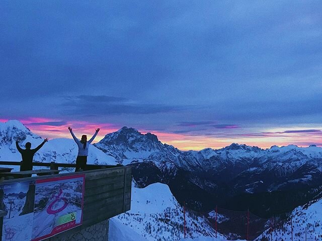 End of an amazing day in the Dolomites! Sunset at our mountaintop rifugio.  #dolomites #adventure #family