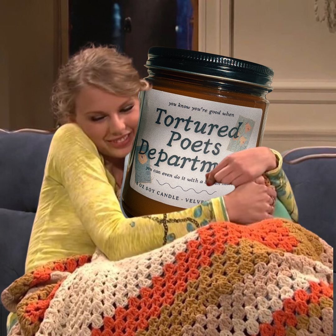 tortured poets department candles are only available today &amp; tomorrow!! 💫
taylor approves, as you can see 😌
&mdash;
-
-
#taylorswift #ttpd #thetorturedpoetsdepartment #tswift