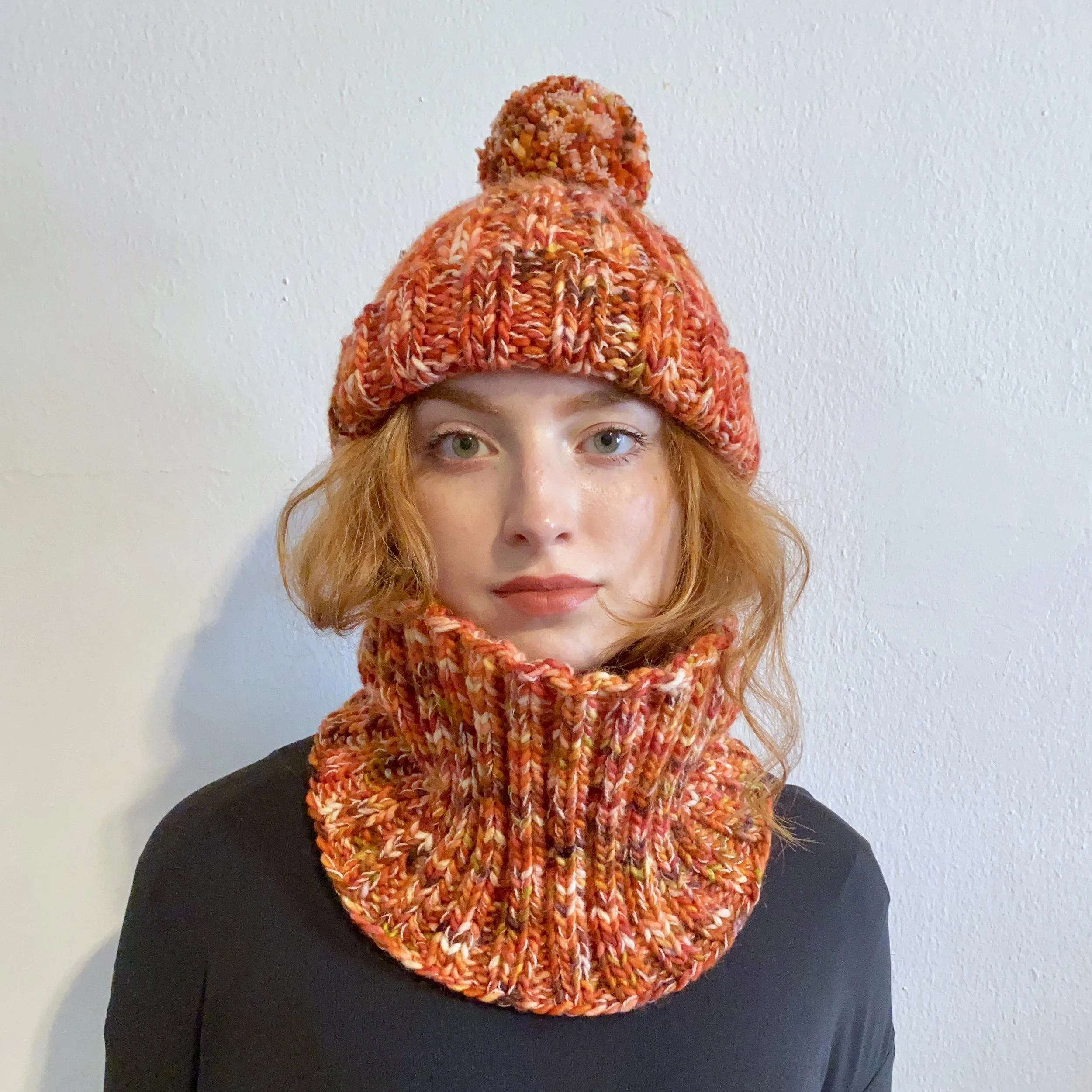 Autumn Leaves Pom Pom Hat + Cowl Combo (Save $30)