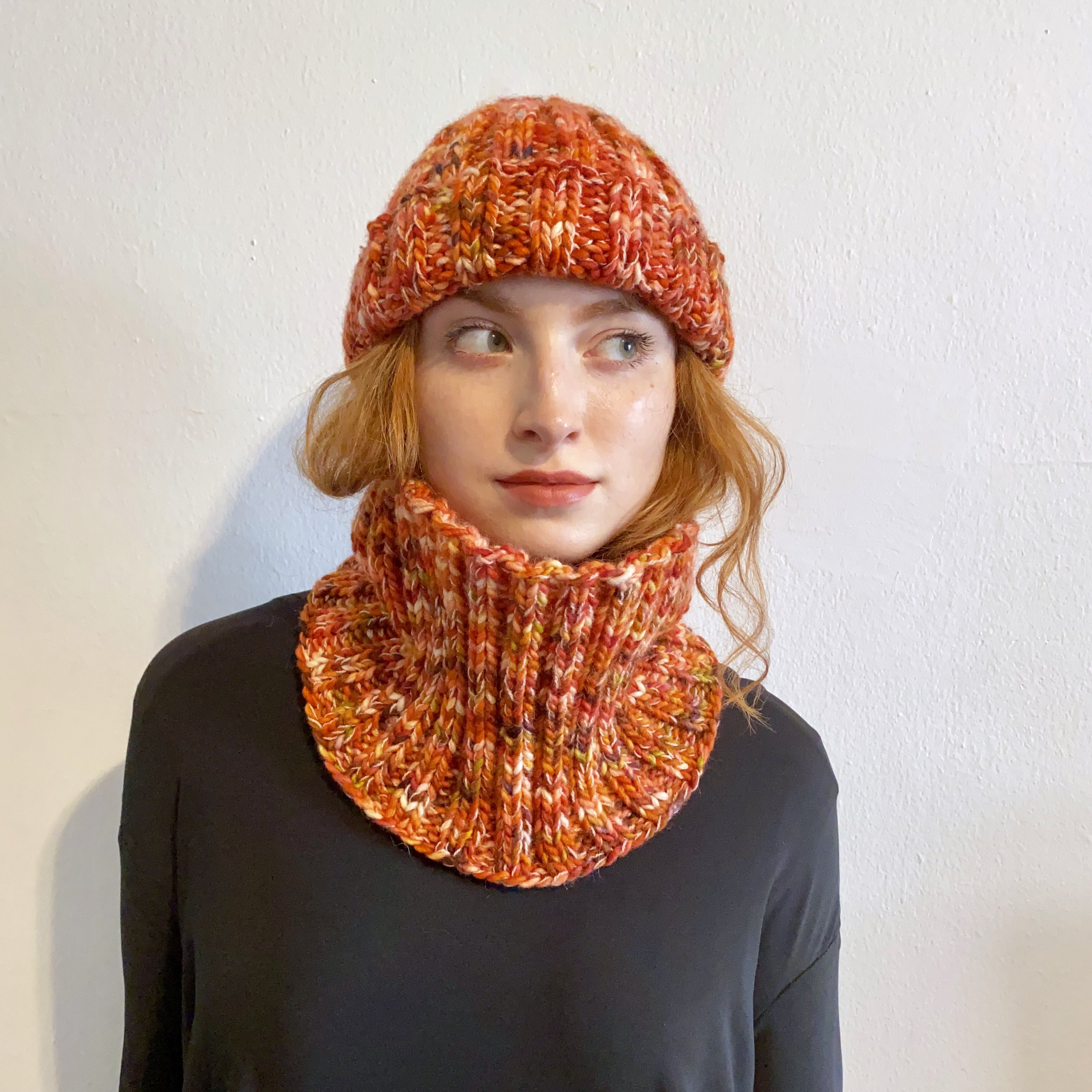 Autumn Leaves Ribbed Hat + Cowl Combo (Save $30)