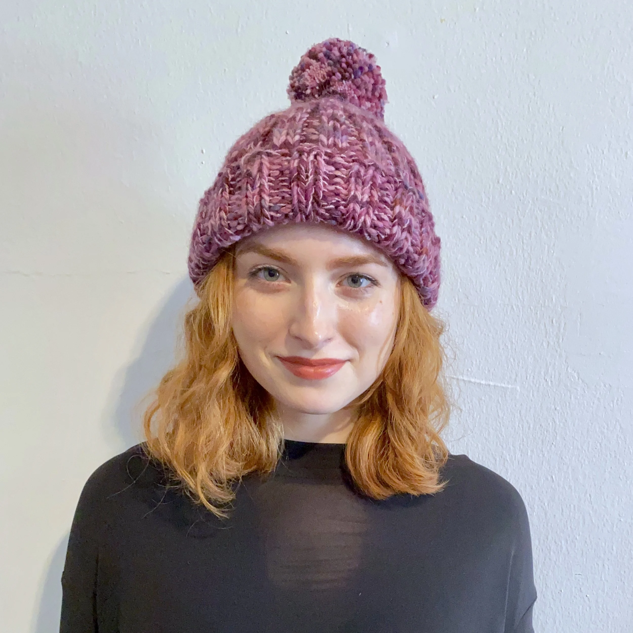 Plum Pom Pom Hat