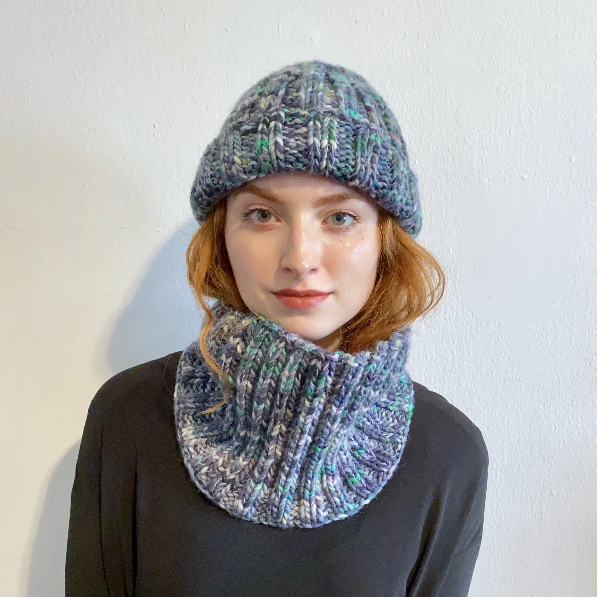Sea Glass Ribbed Hat + Cowl Combo (Save $30)